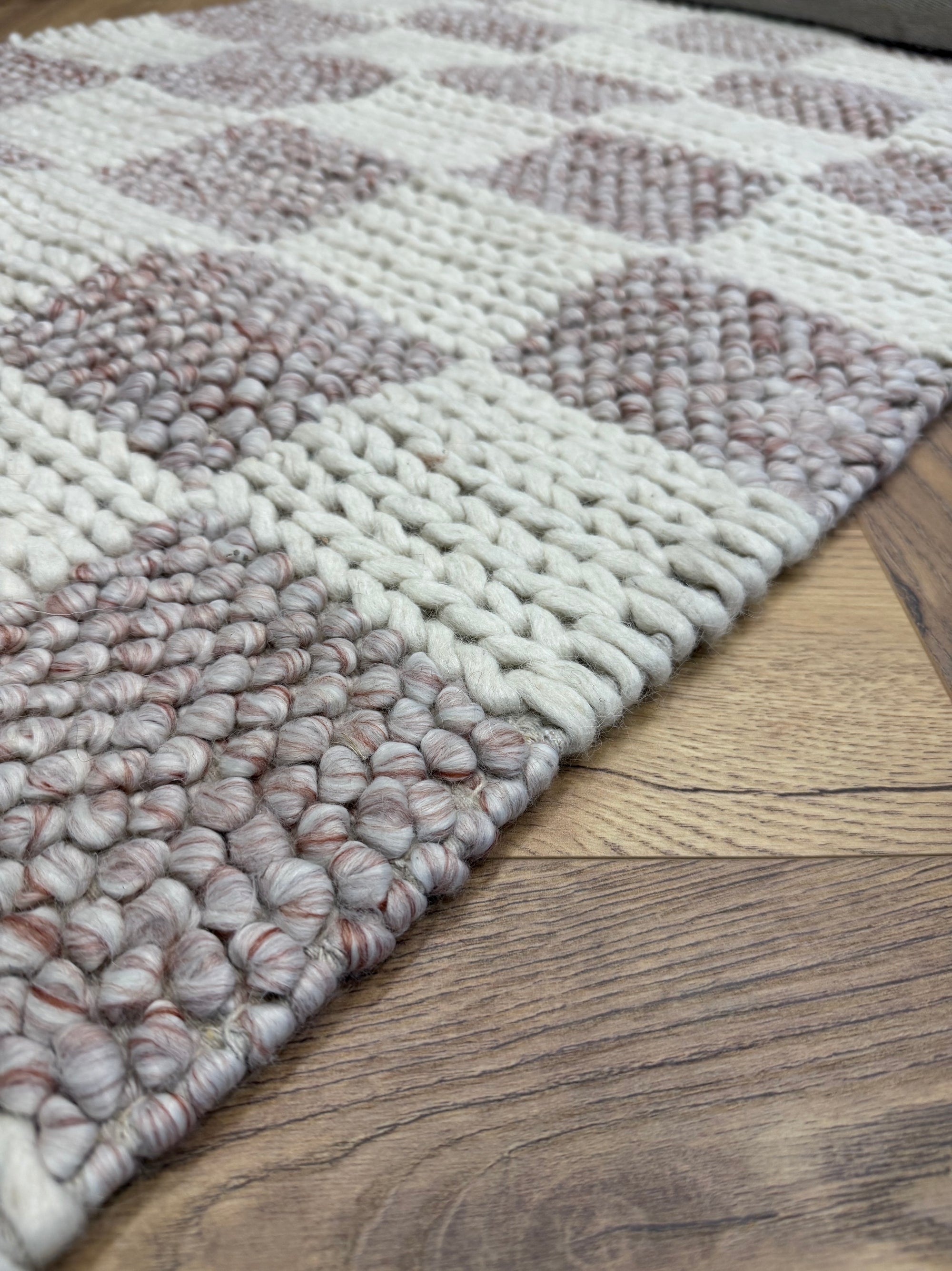 Hudson soft pink Checker Wool Blend Rug