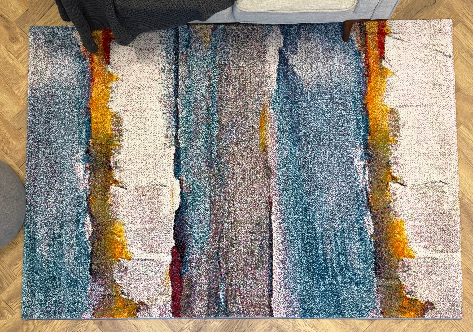 Picasso Horizon Teal colours Modern floor rug