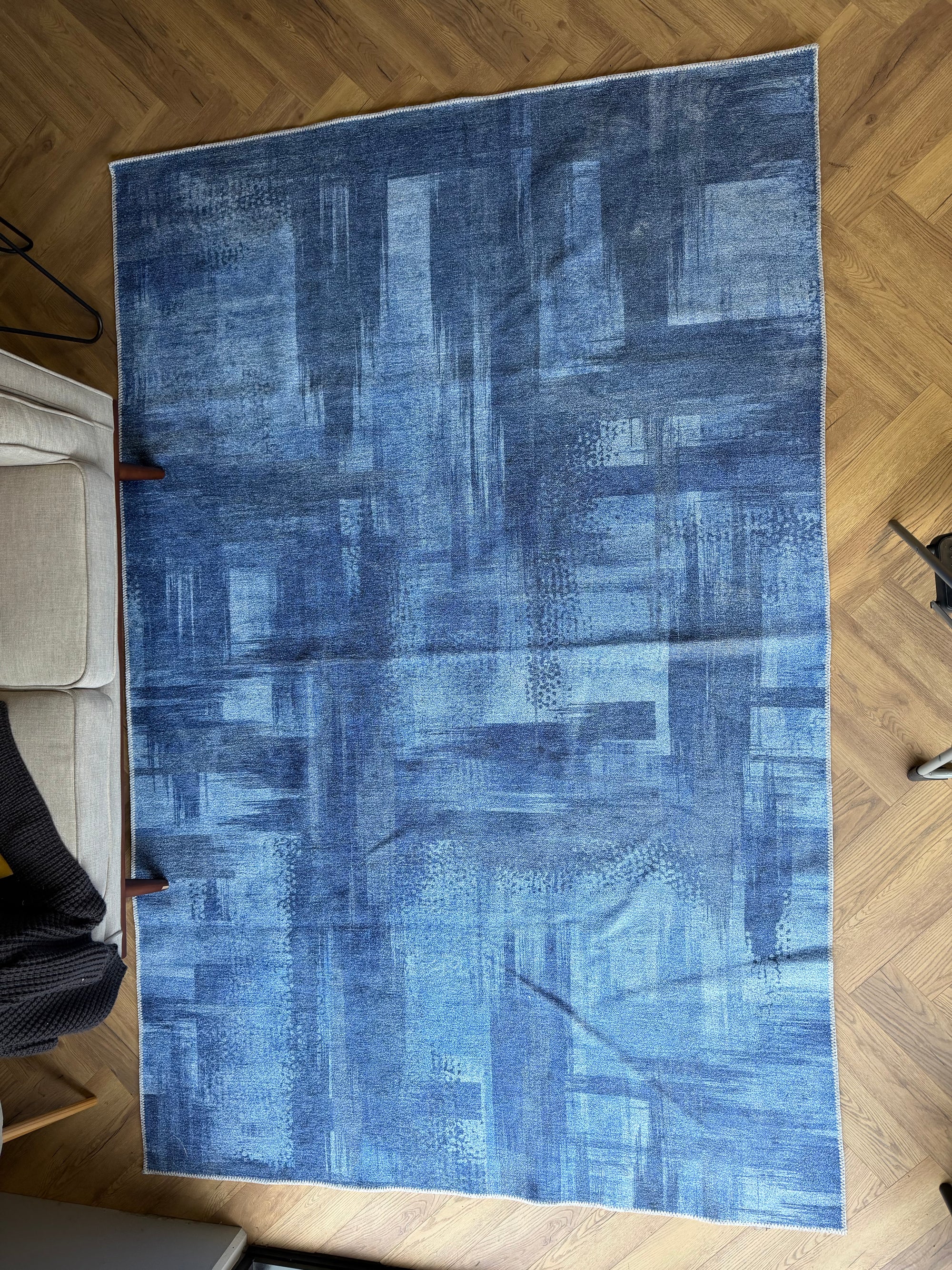 Cozy Azure Machine Washable Rug
