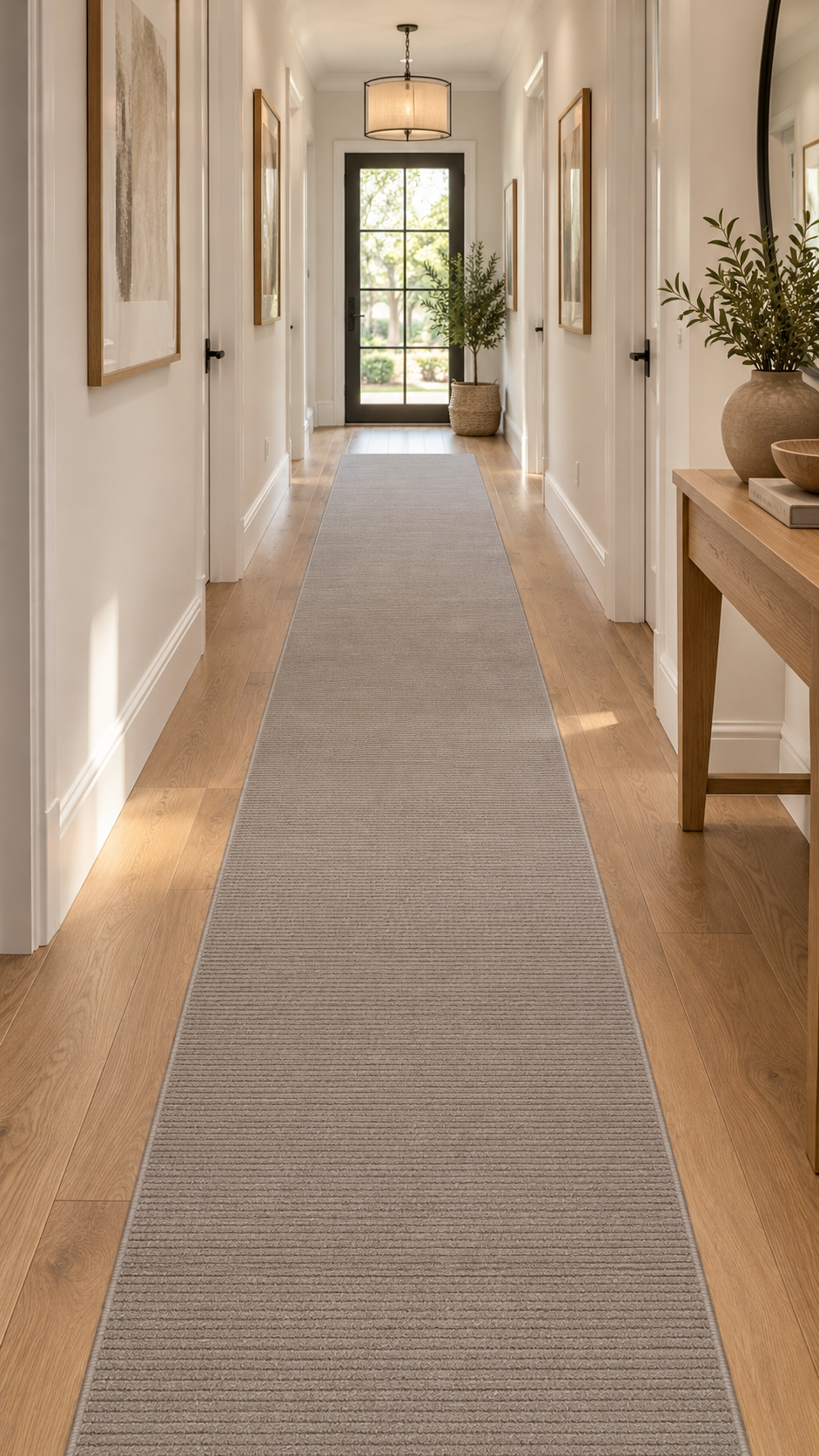 Callavi Beige Lines Flatweave Hallway Runner 100cm