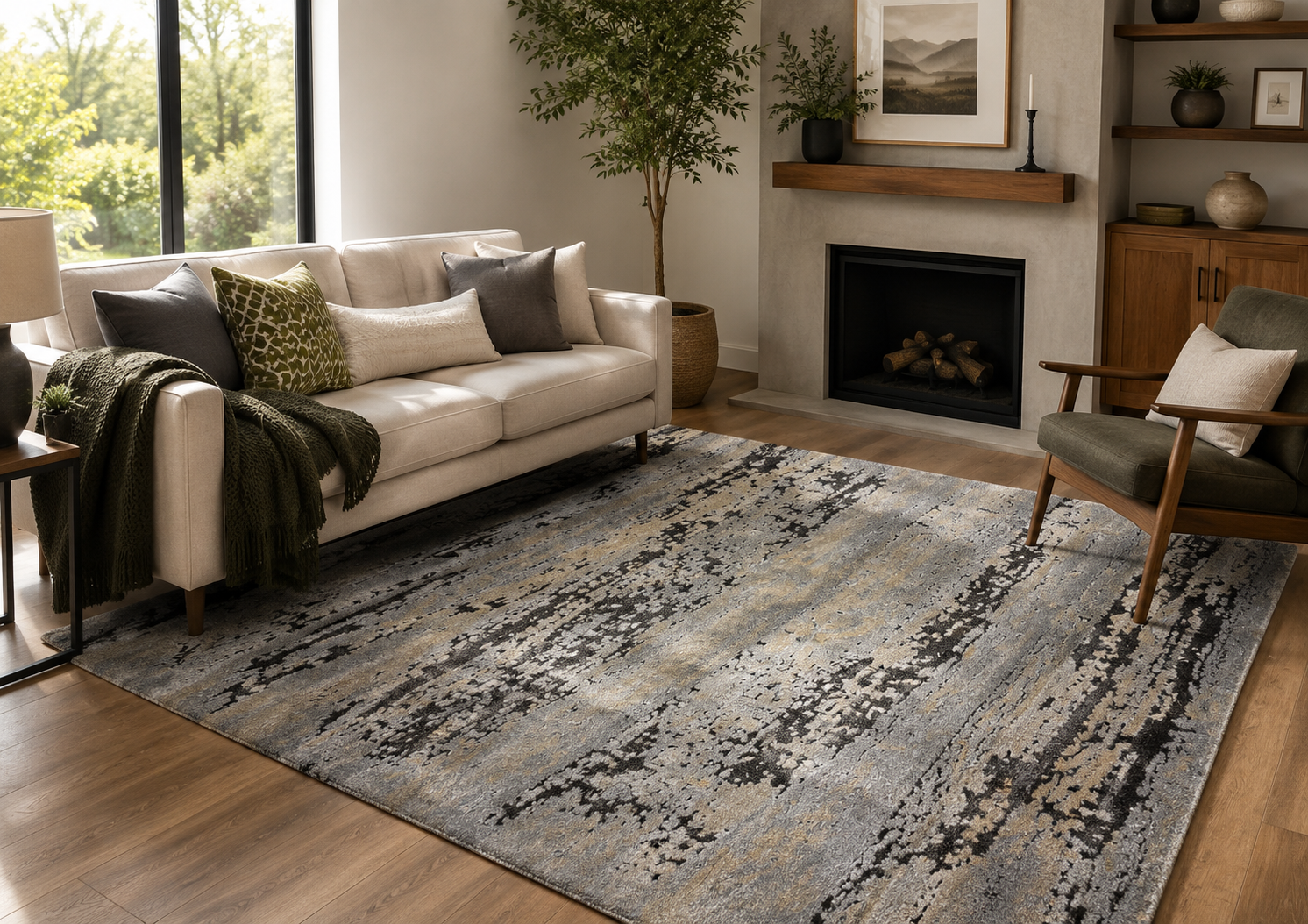 Crete Urban Fade Grey blue spotted modern Rug