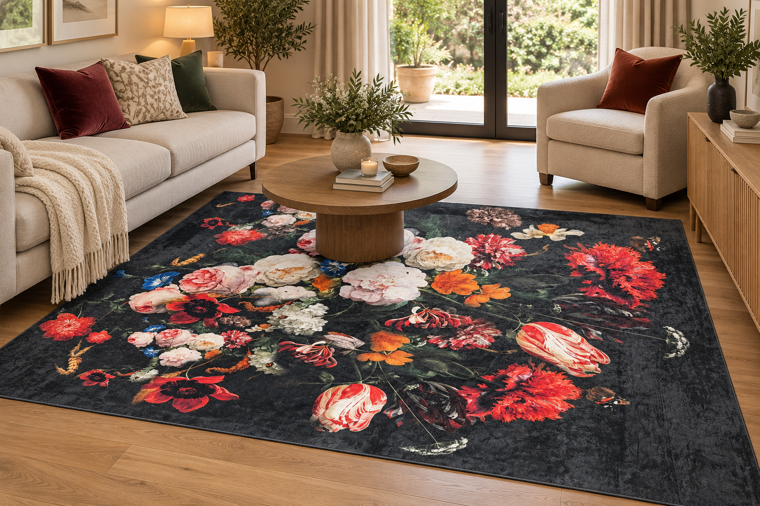 Flosker Midnight Bloom Floral Rug