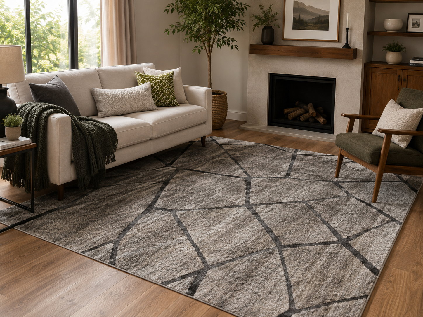 Crete Shard Grey beige Modern Rug