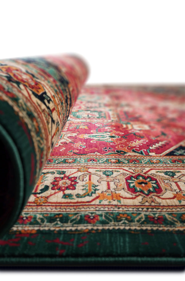 Hive 527 Traditional transitional Green Multi rug - mrrugs.com.au