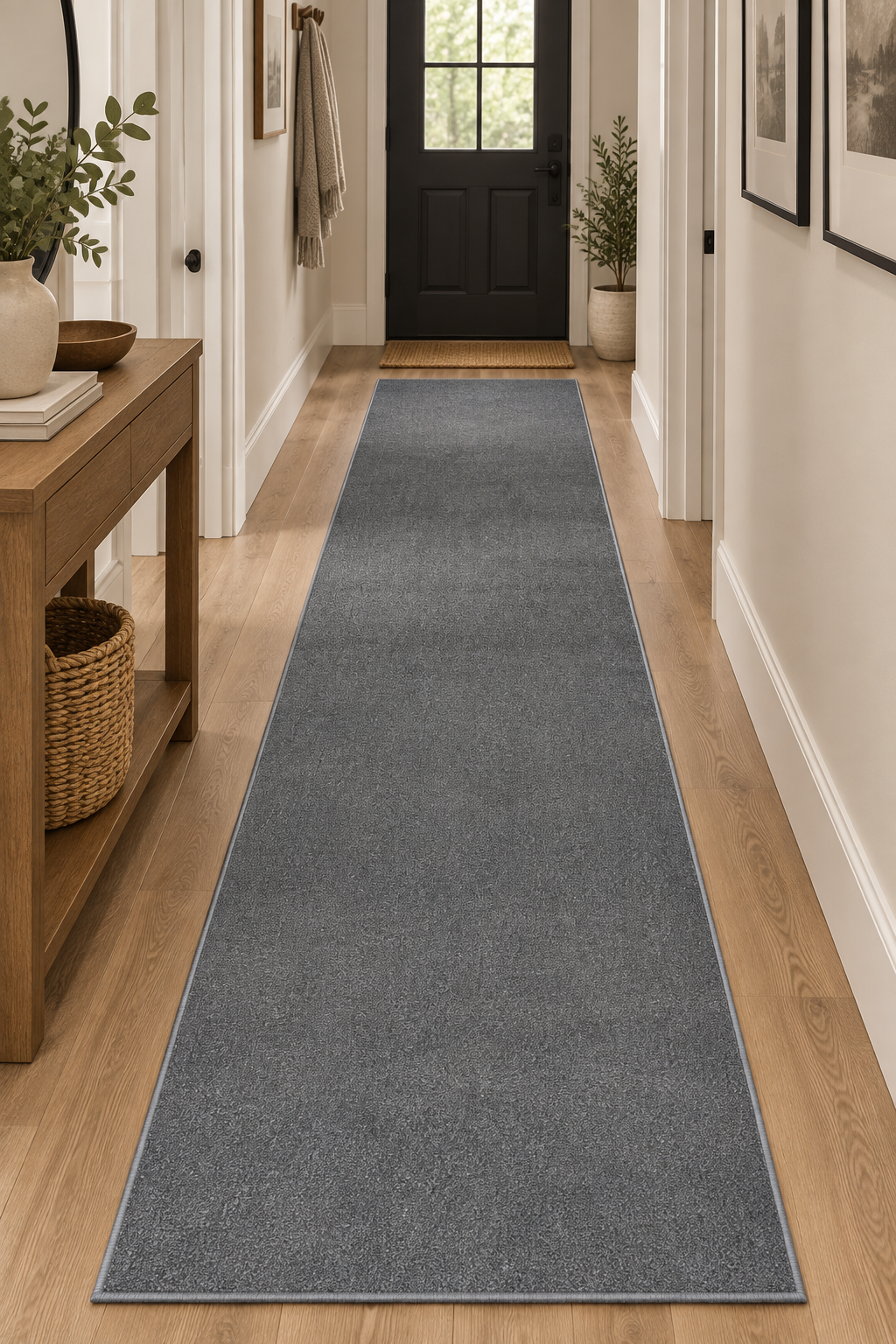 Vela Charcoal Grey Hallway Runner
