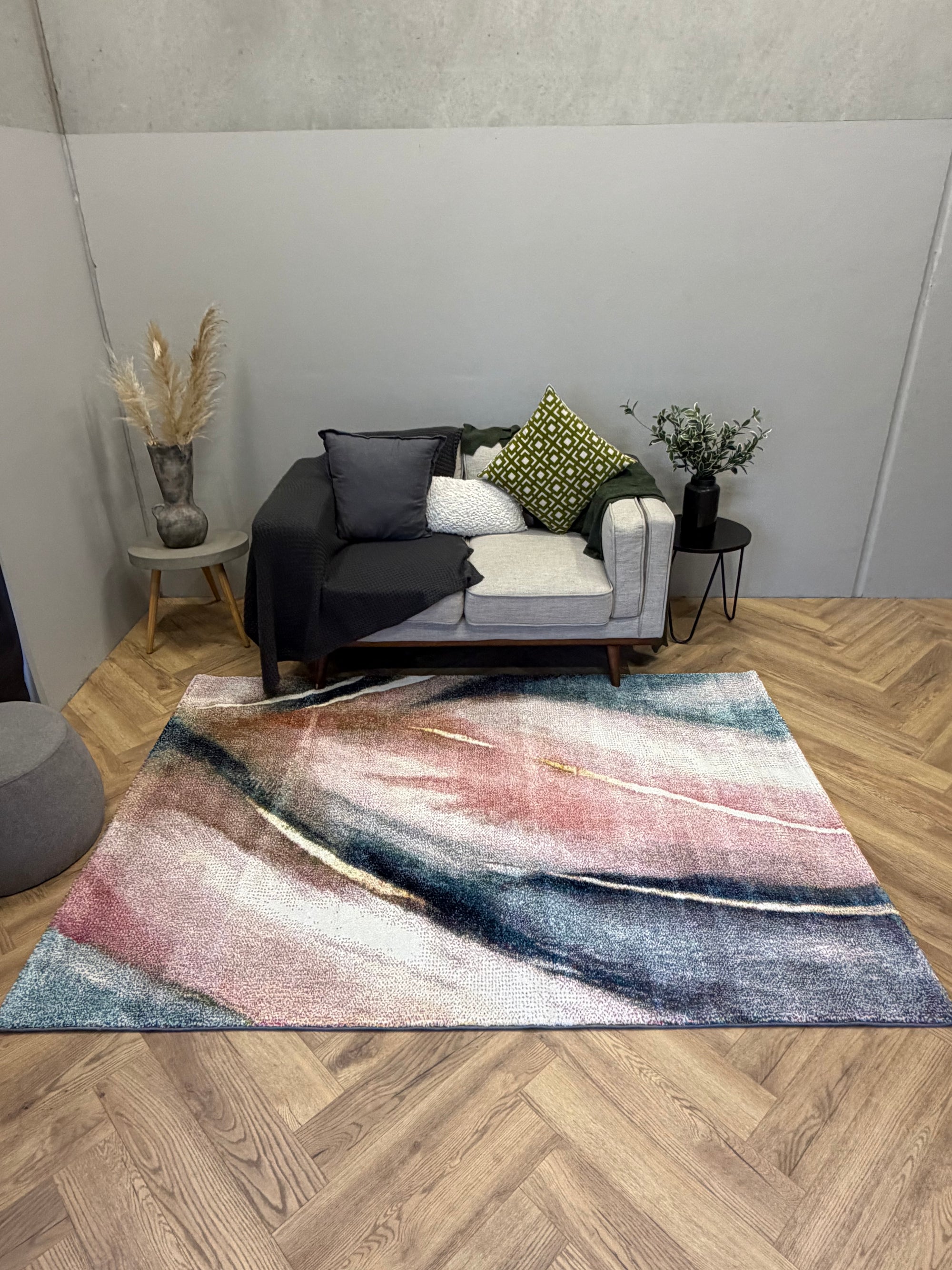 Picasso Aura Teal colours Modern floor rug