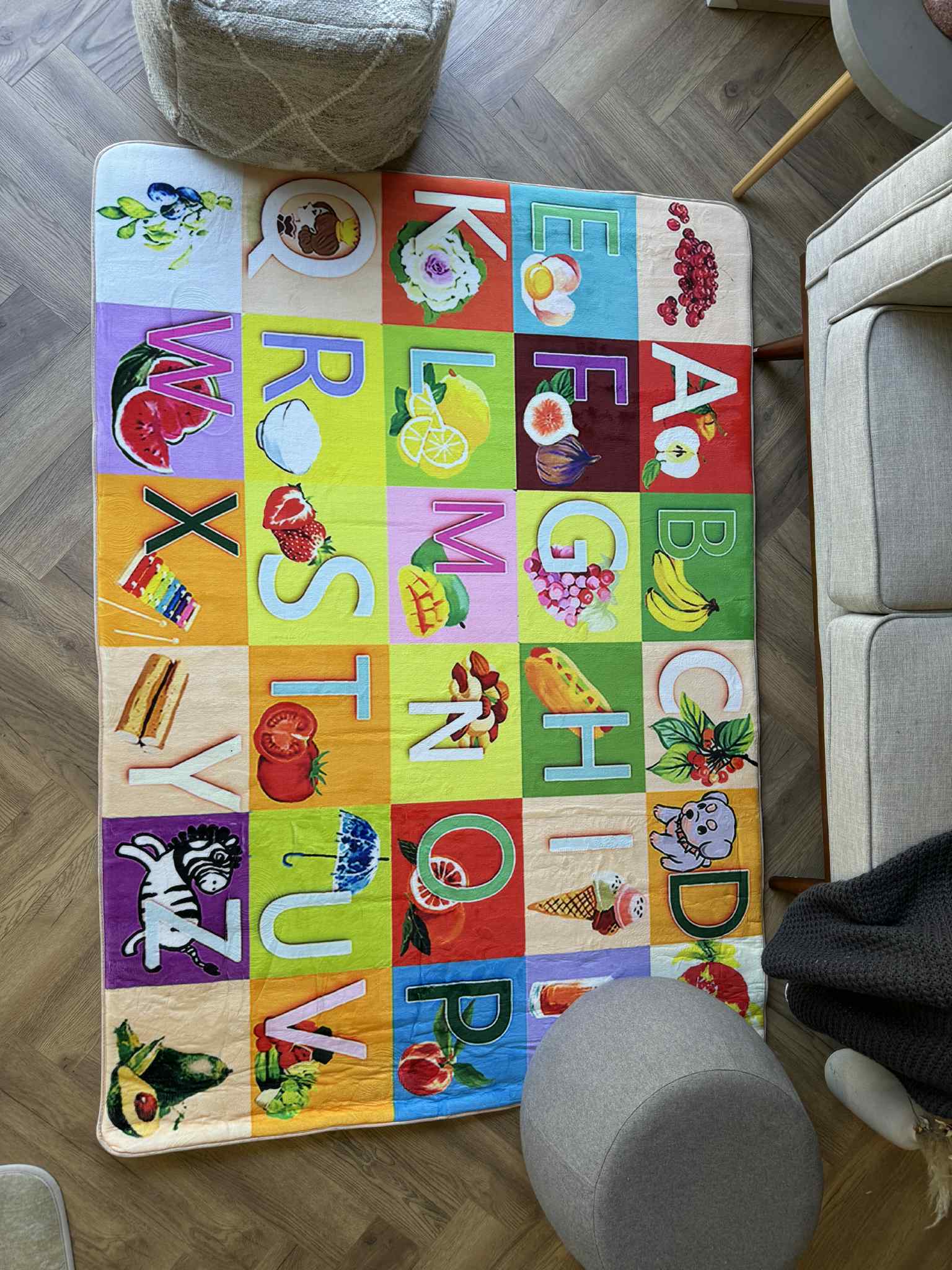 ABC Fruits & Fun Kids Alphabet Rug – Learn the ABCs in Colourful Style