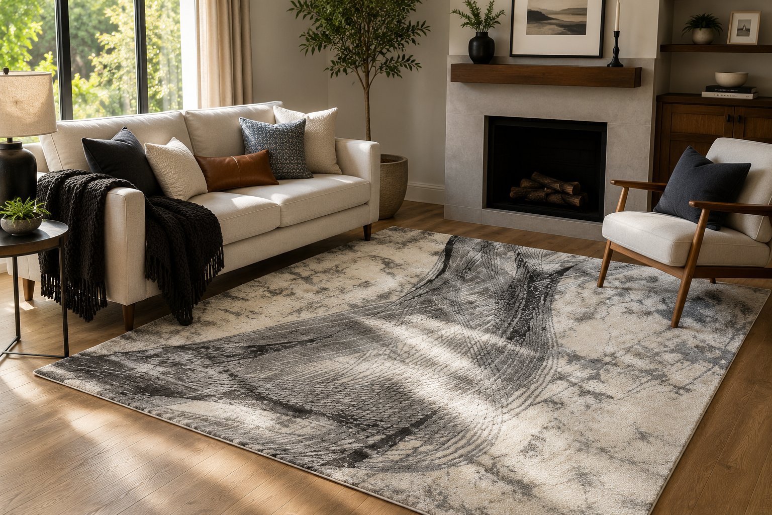 Cresta Drift Modern Grey Rug