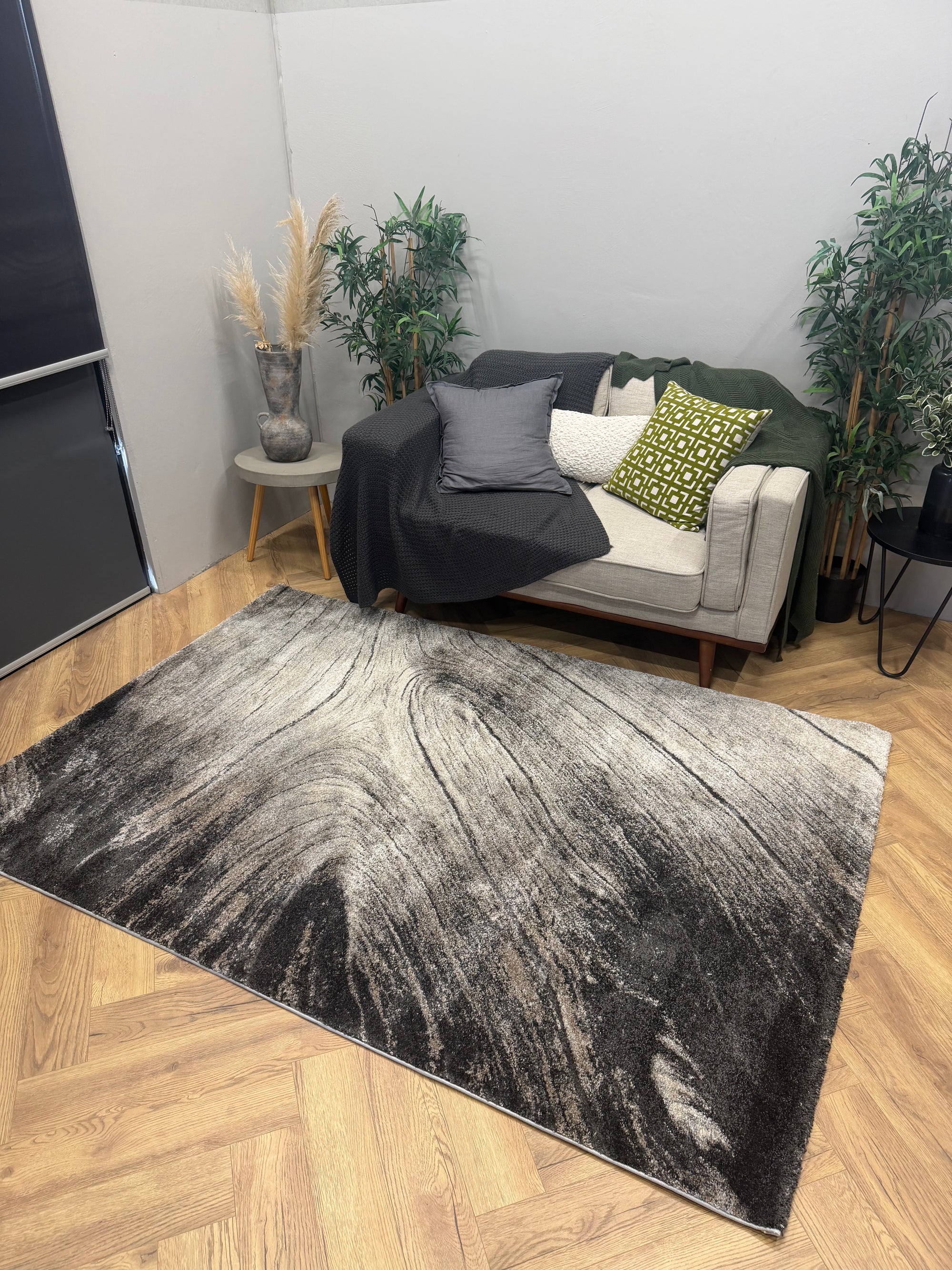 Crete swirls Driftwood charcoal Beige Rug