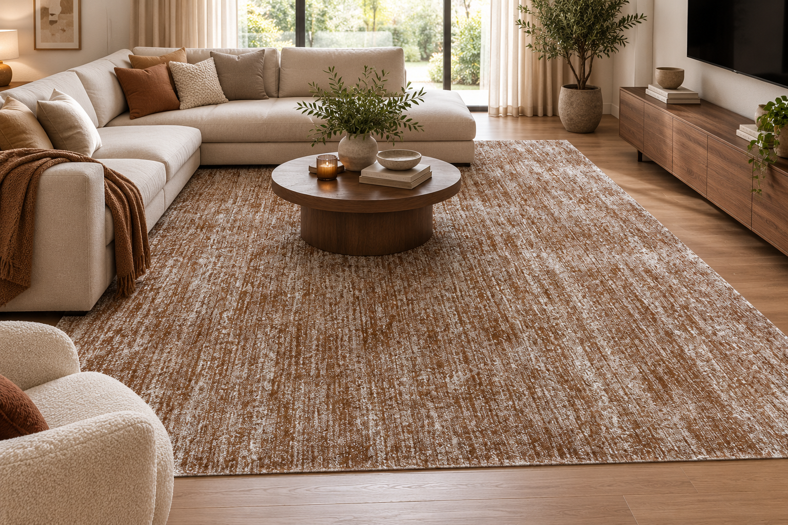 Parma Rust warm thick Textured Rug