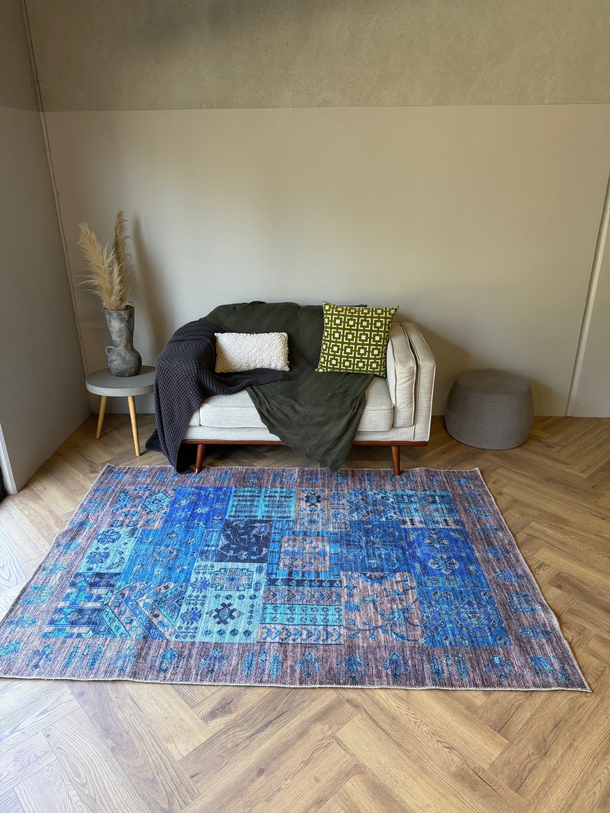 Cozy Azure Patchwork Washable Rug Size: 160 x 230cm