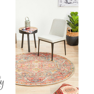 Heirloom Red Distressed Medallion Rug