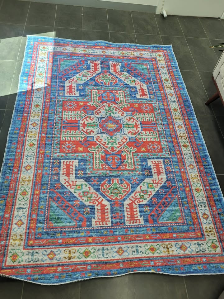 COZY MACHINE WASHABLE – Sierra Tribal Blue Rug 160x230