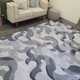 COZY MACHINE WASHABLE – Grey Tide Wave Pattern Rug 200x300
