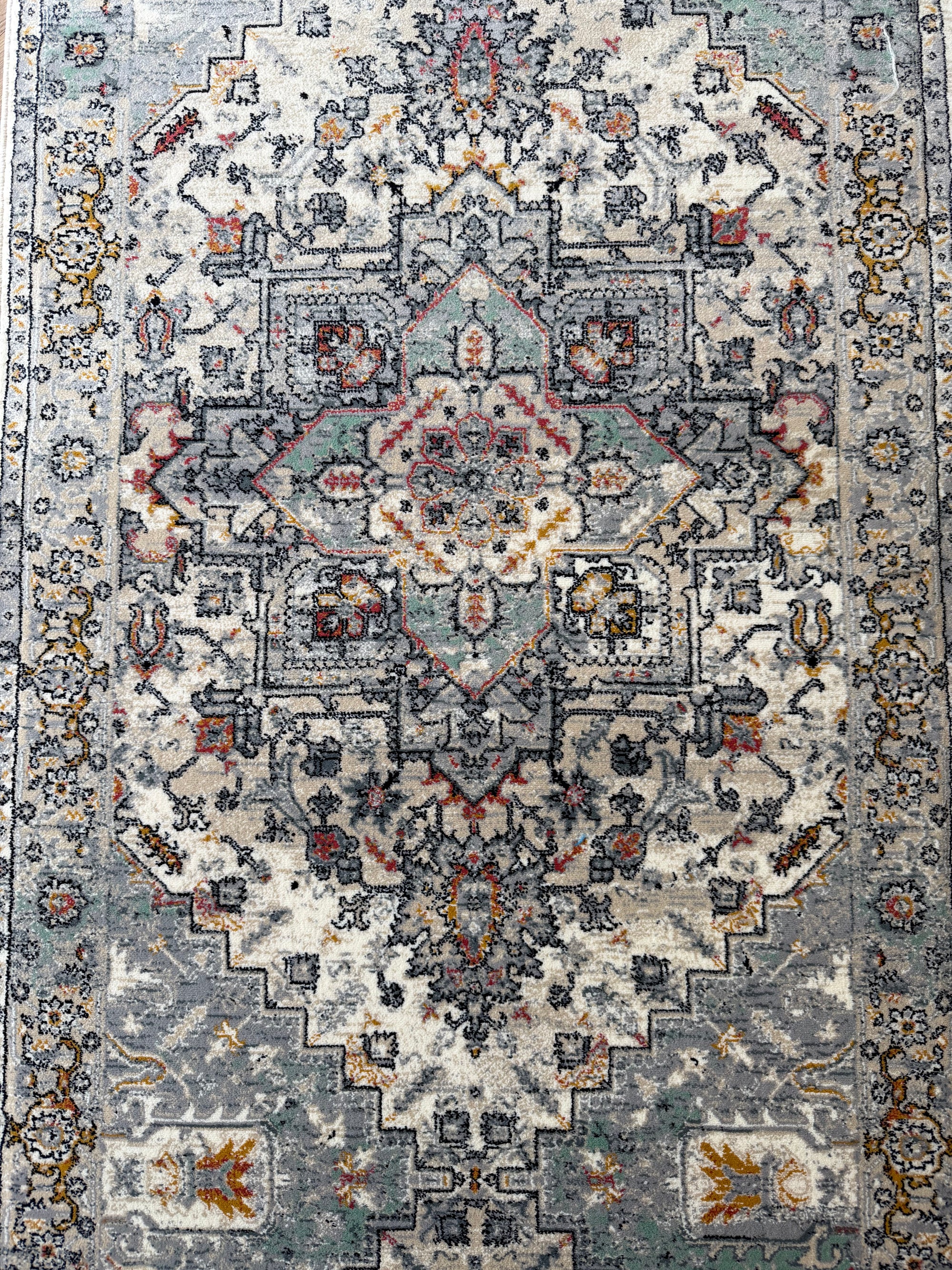 Hive Stone Blue Medallion Transitional Hallway Runner In 80 CM Wide