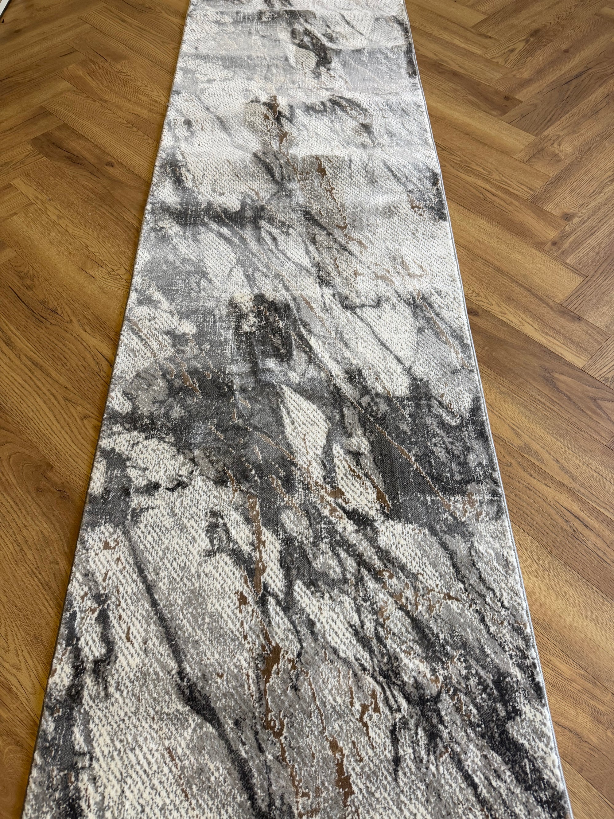 Merry Marble Grey Cream Runner 80cm Wide