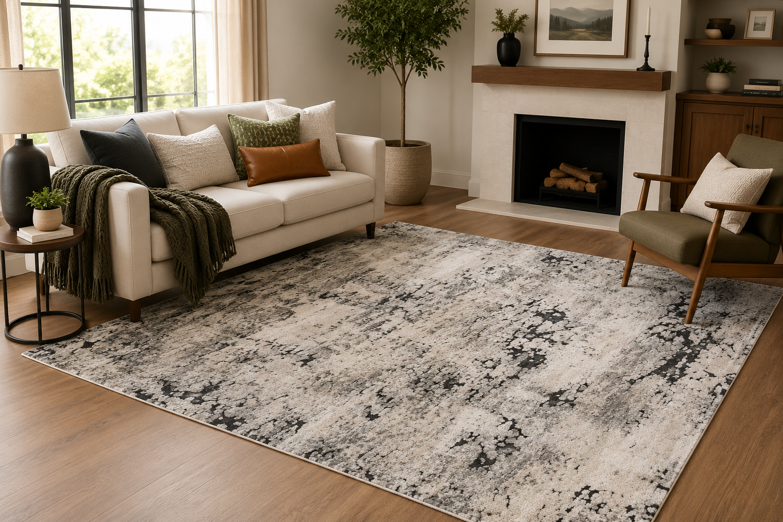 Crete Stonewash Ivory Grey Rug