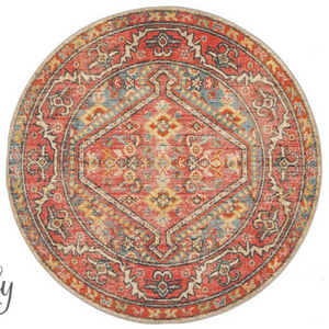 Heirloom Red Distressed Medallion Rug