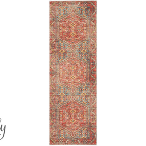Heirloom Red Distressed Medallion Rug