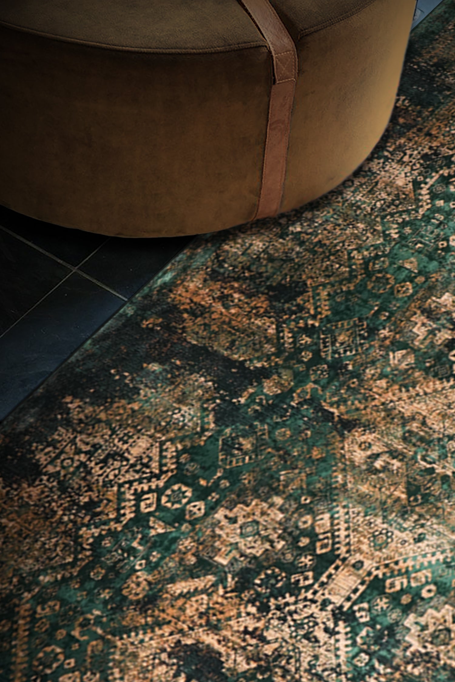 Hive 503 Traditional transitional Green gold rug