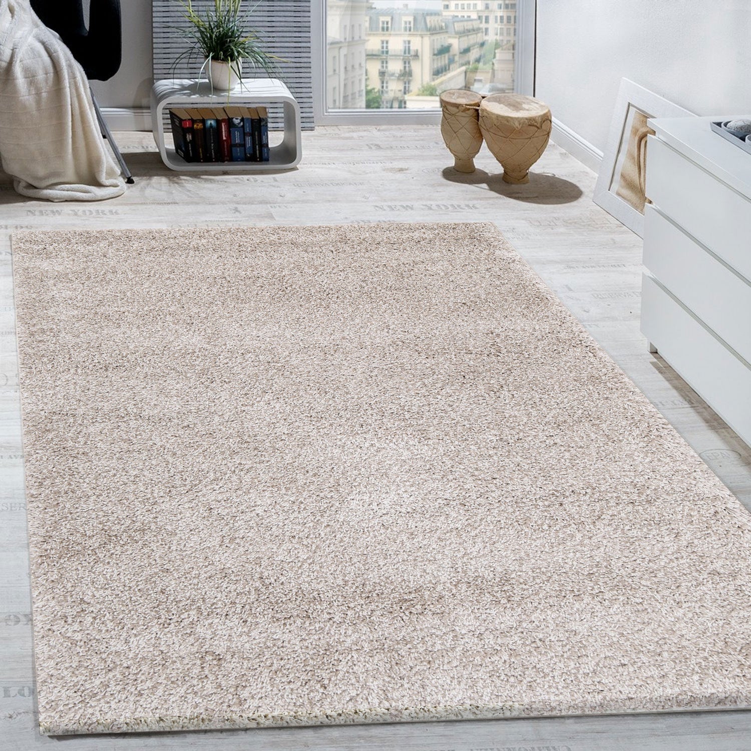 Deluxe Shaggy 5500 65 Cream rug