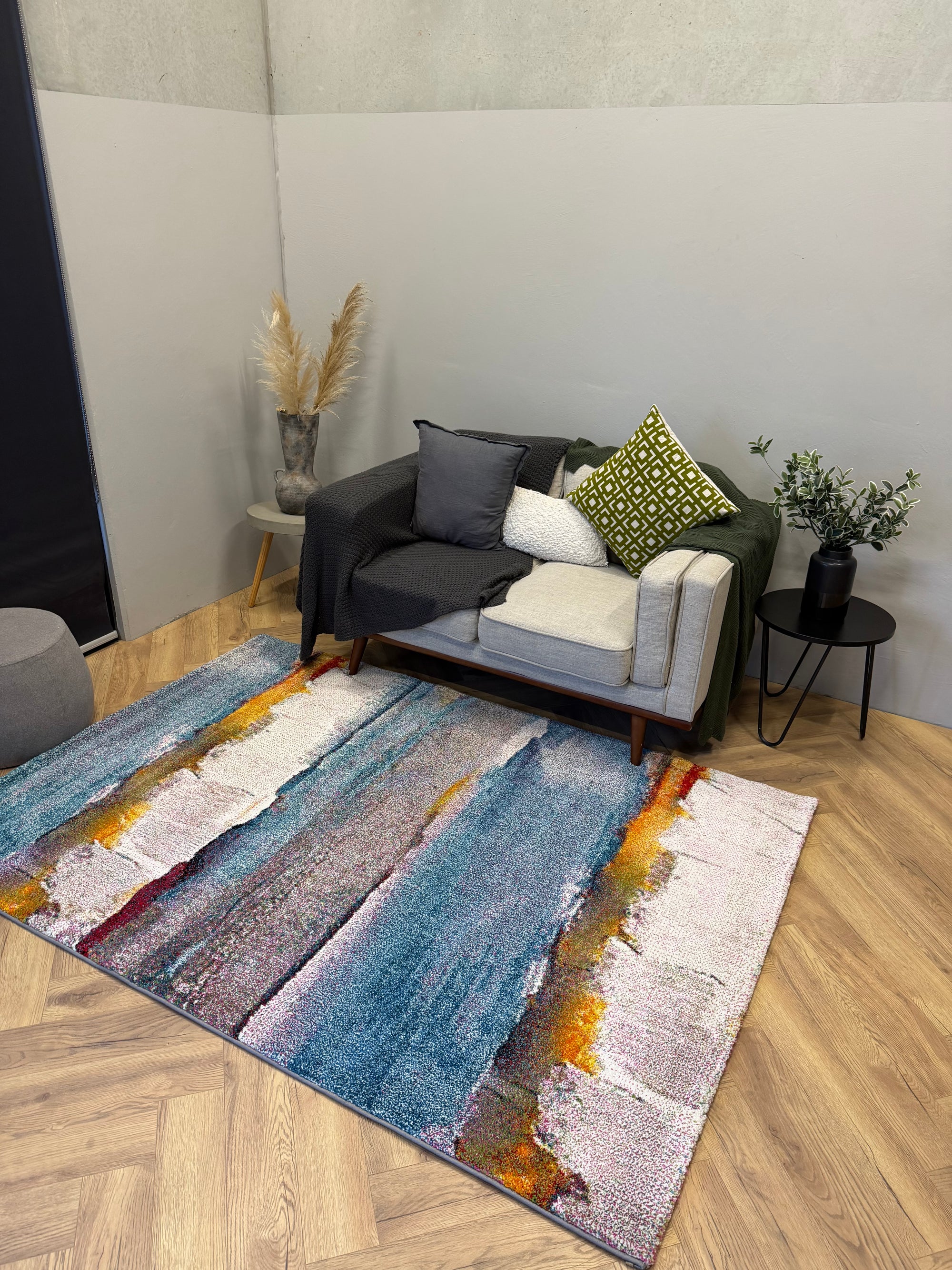 Picasso Horizon Teal colours Modern floor rug