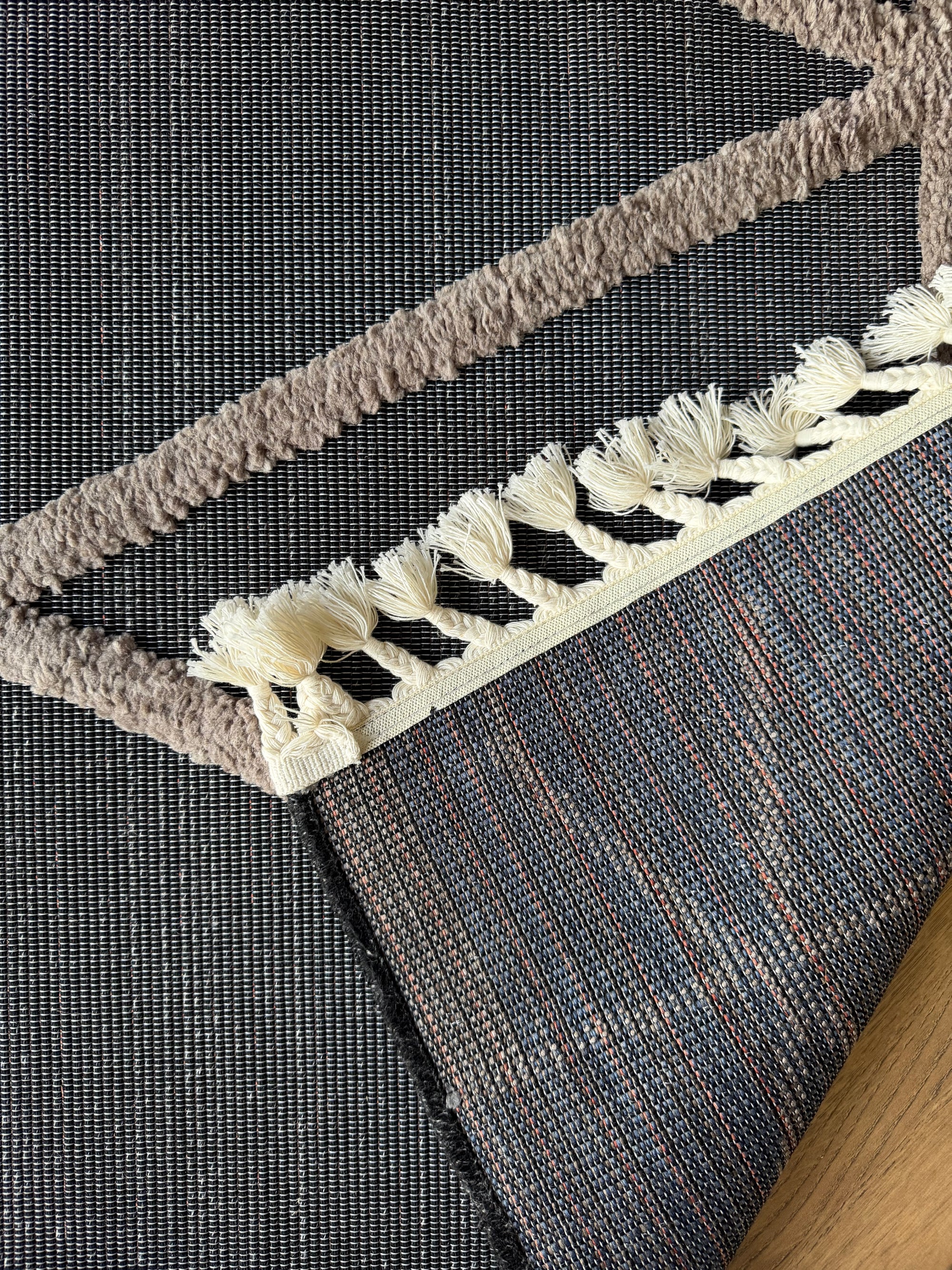 Urban Grid Textured Rug – Charcoal & Stone - mrrugs.com.au