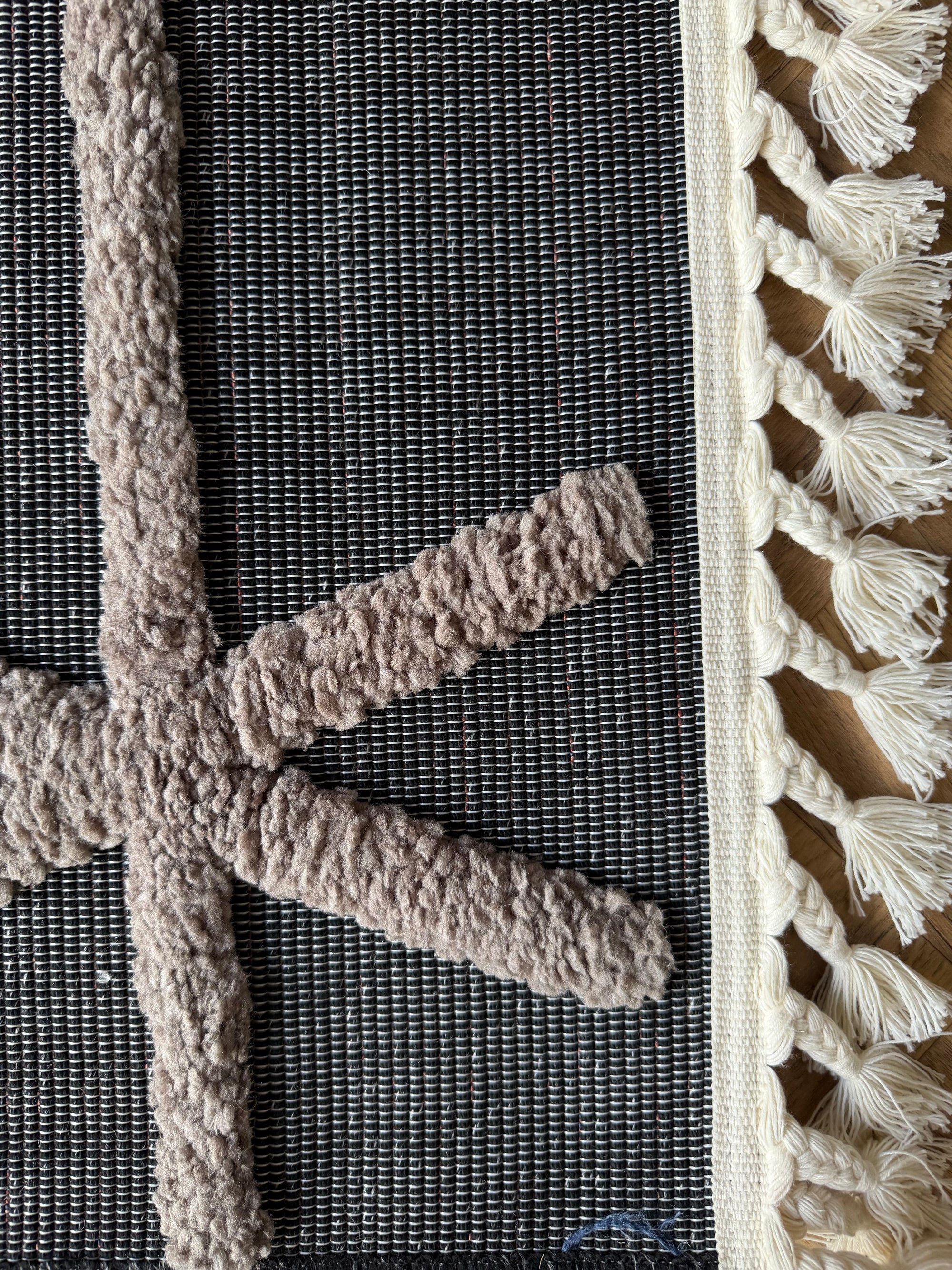 Urban Grid Textured Rug – Charcoal & Stone - mrrugs.com.au