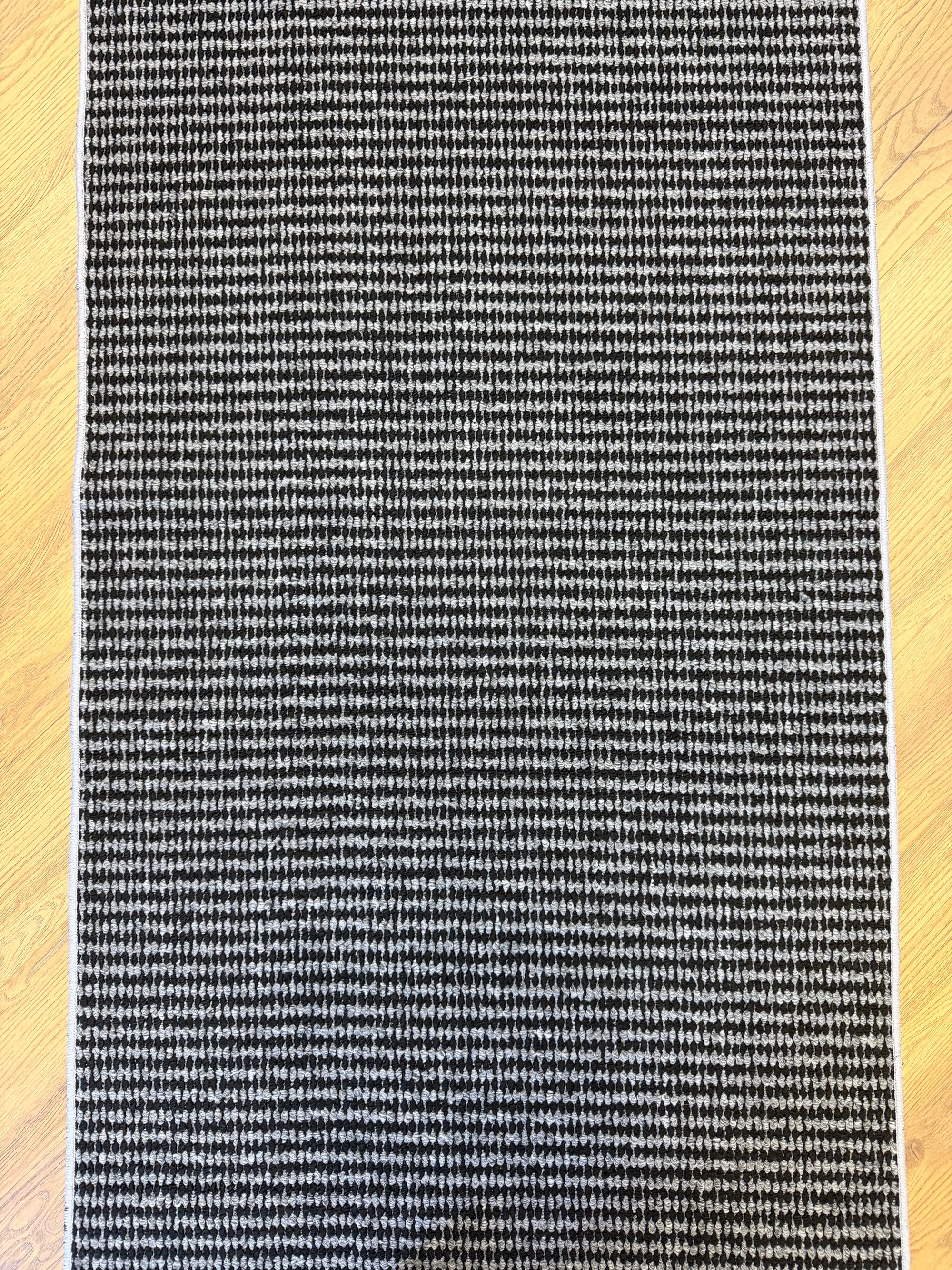 Vela Black & Grey Stripes Hallway Runner, 80cm Wide