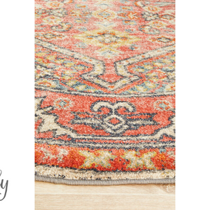 Heirloom Red Distressed Medallion Rug