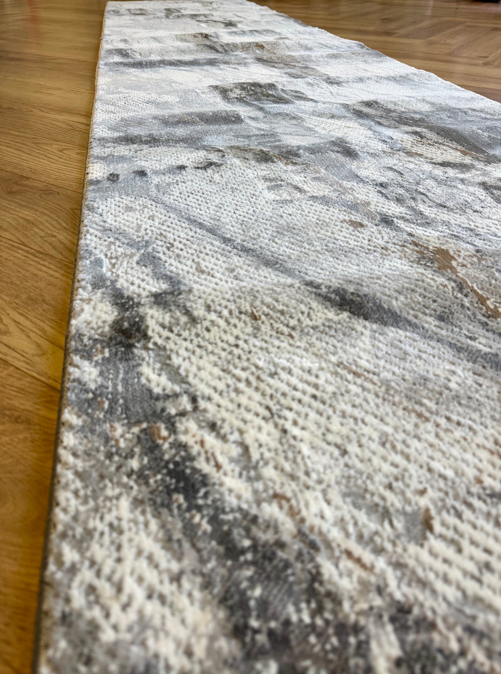 Merry Marble Grey Cream Runner 80cm Wide