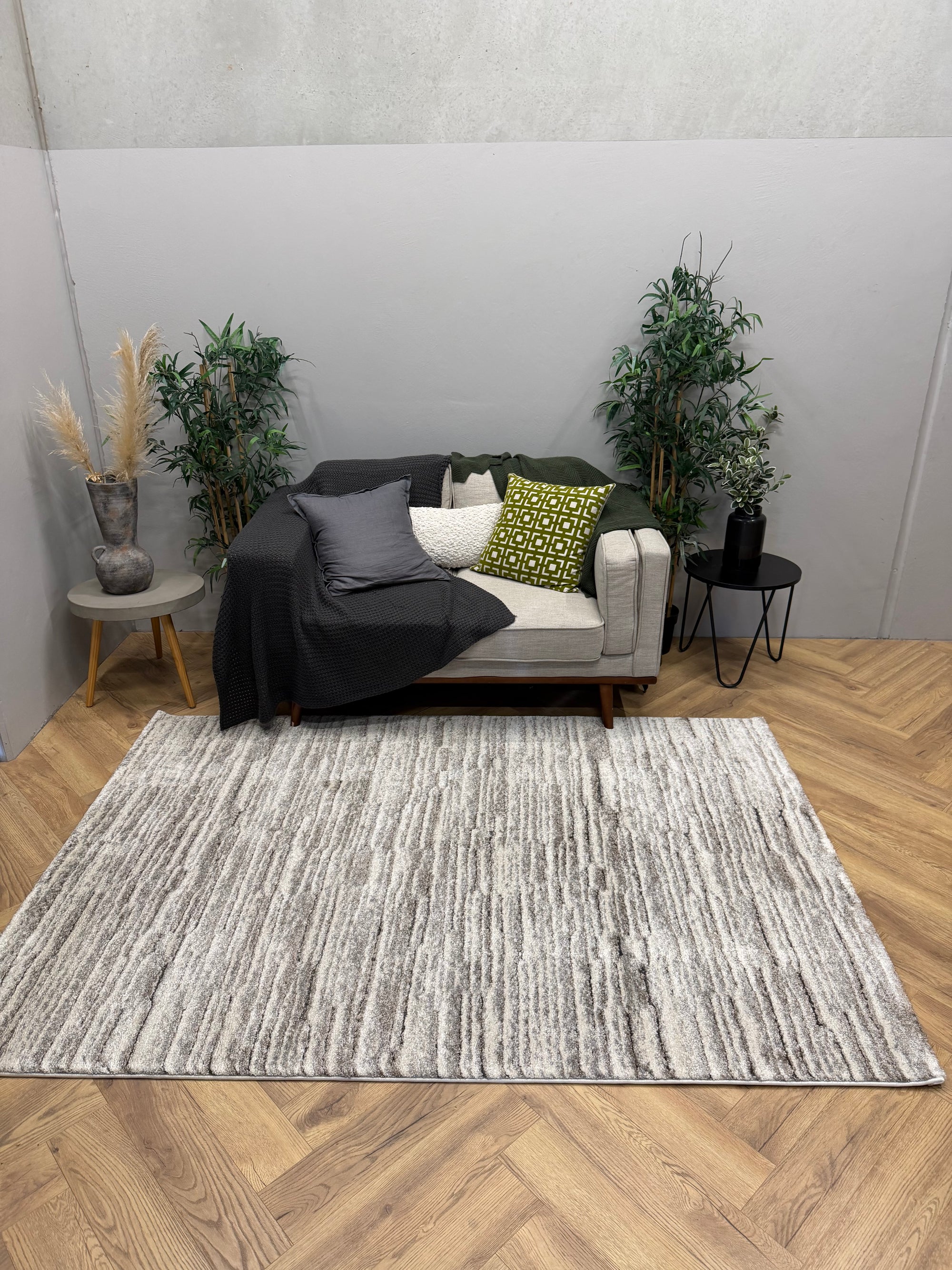 Crete Driftwood Ivory Grey lines Rug