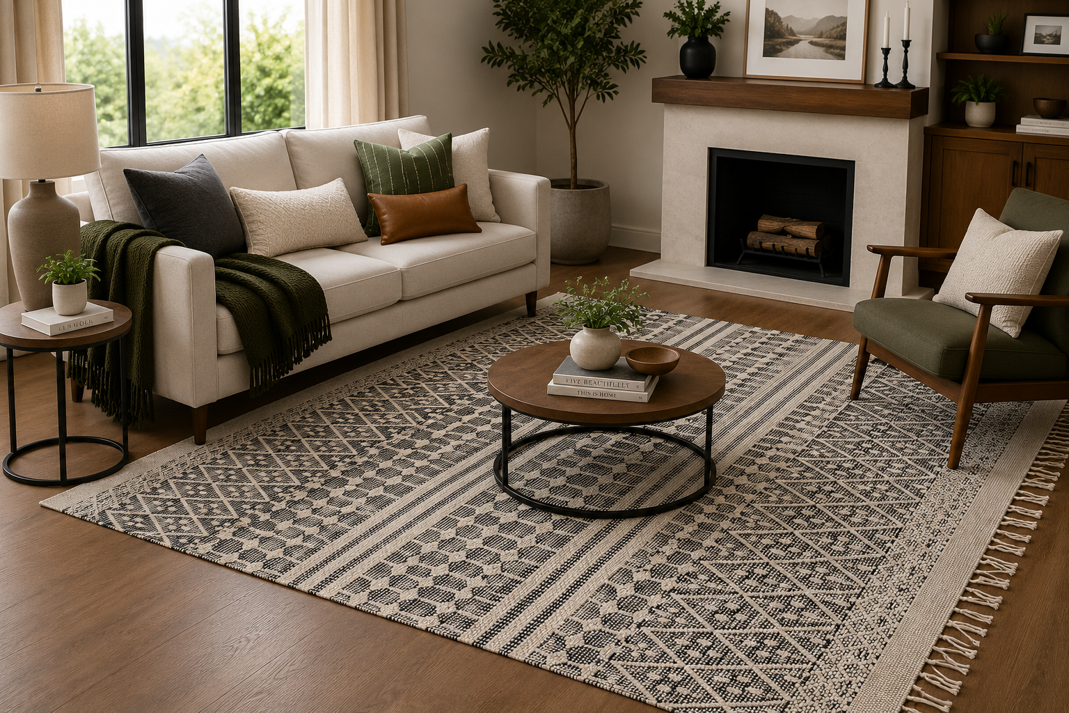 Jolaztec Kailua Black & White Wool Blend Rug