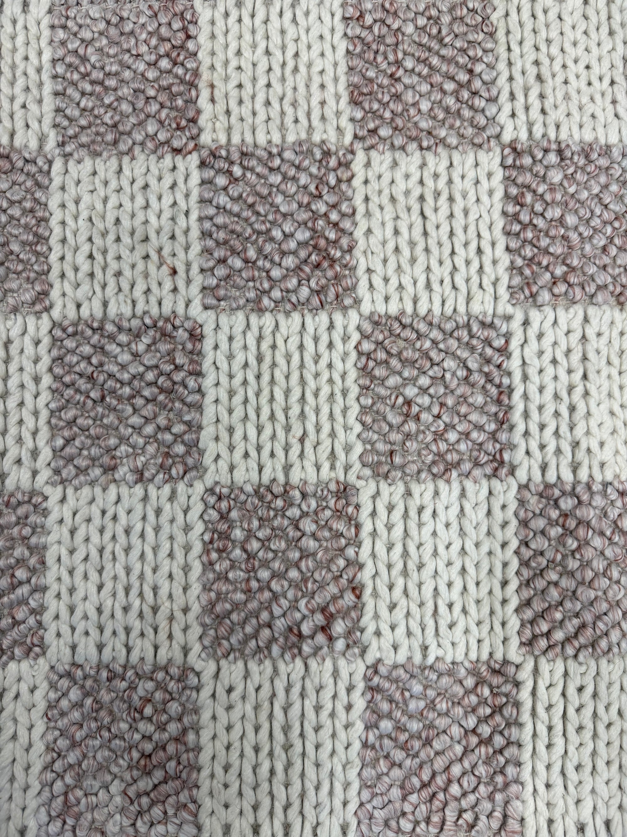 Hudson soft pink Checker Wool Blend Rug