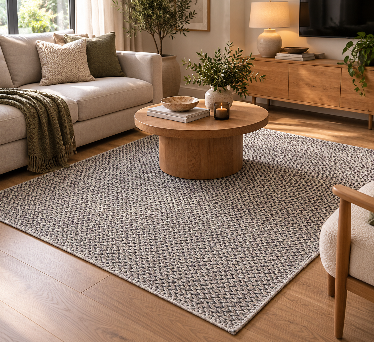 Cozy Machine Washable Grey Textured Rug 160 x 120cm