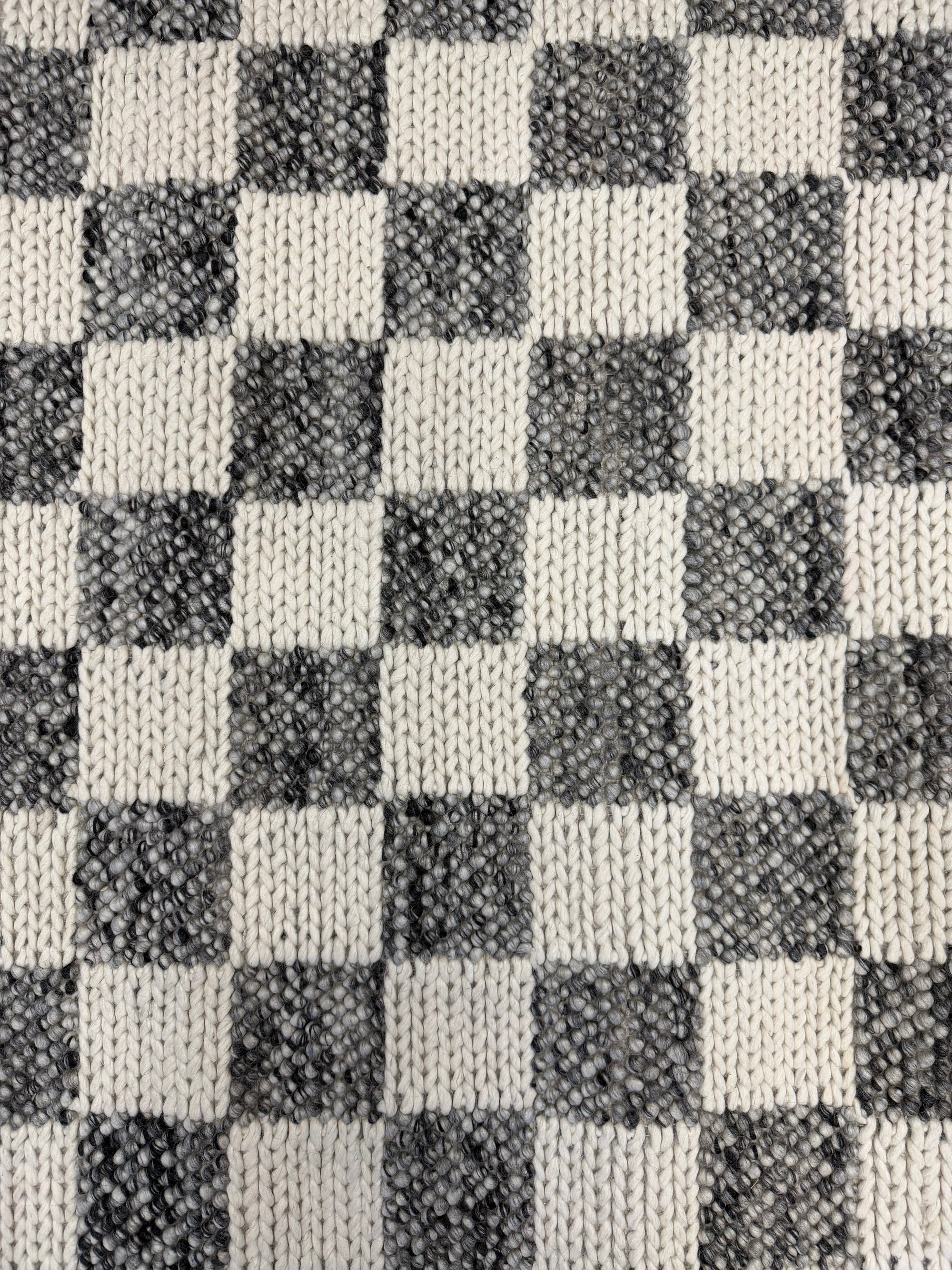 Hudson Silver & White Checker Wool Blend Rug
