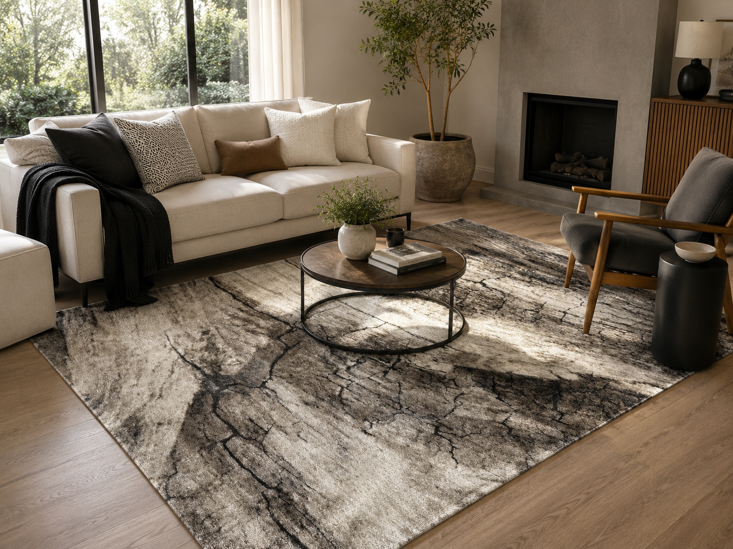 Crete Stonebreak beige Grey Modern Rug