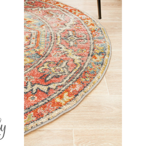 Heirloom Red Distressed Medallion Rug