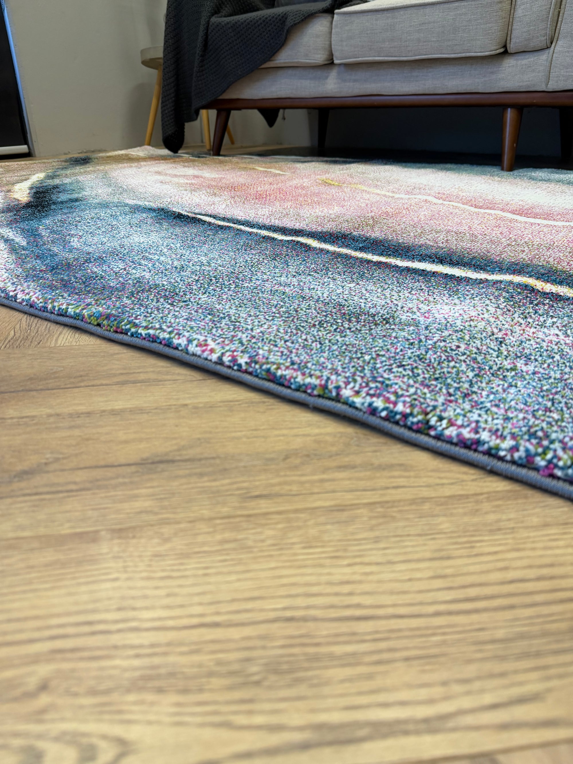 Picasso Aura Teal colours Modern floor rug