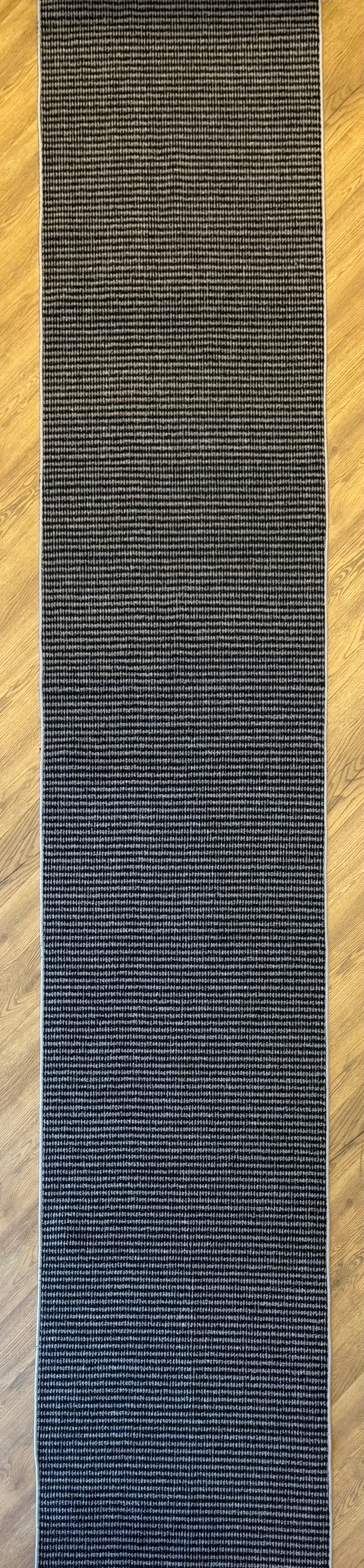 Vela Black & Grey Stripes Hallway Runner, 80cm Wide