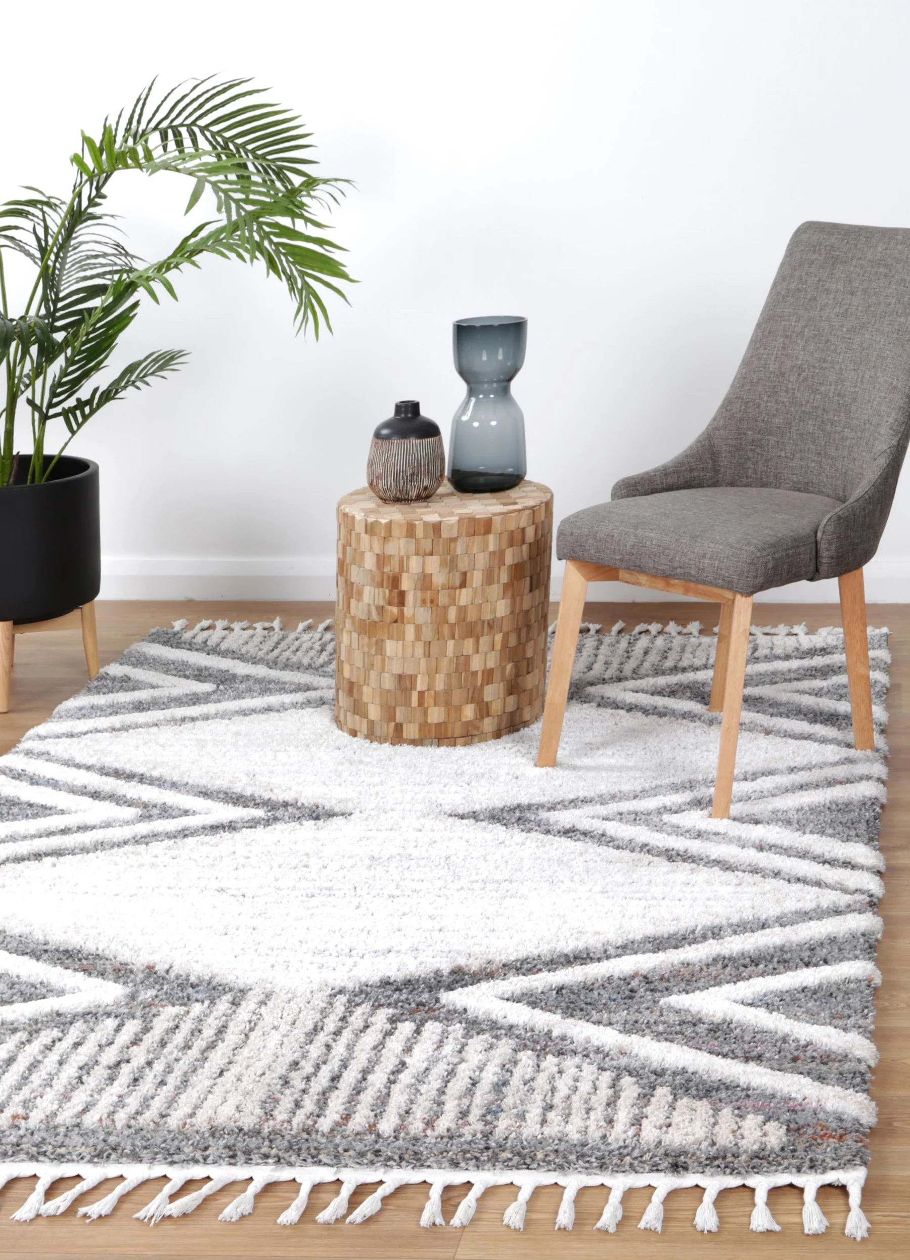 Sorrento Horizon Ivory Grey Multi Shag Rug