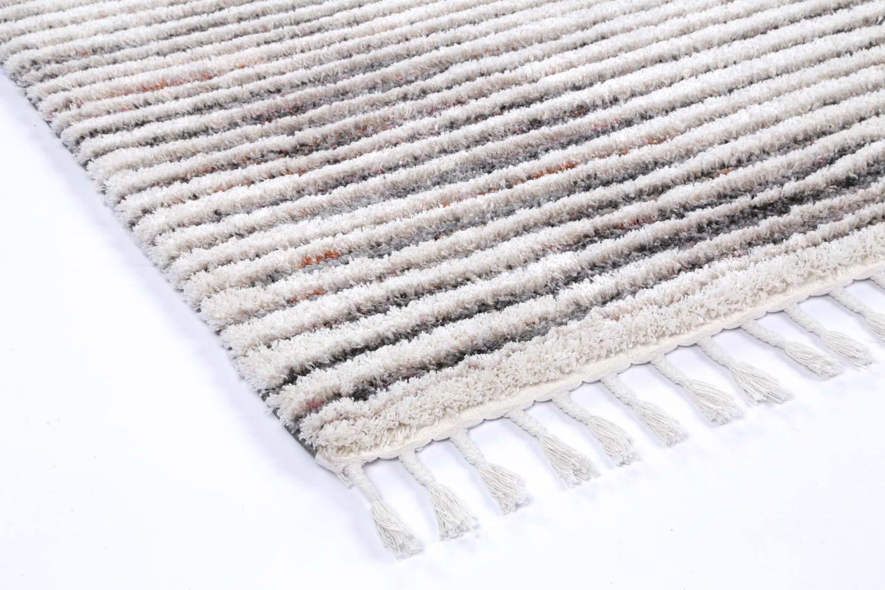 Sorrento Ivory Grey Shag Rug