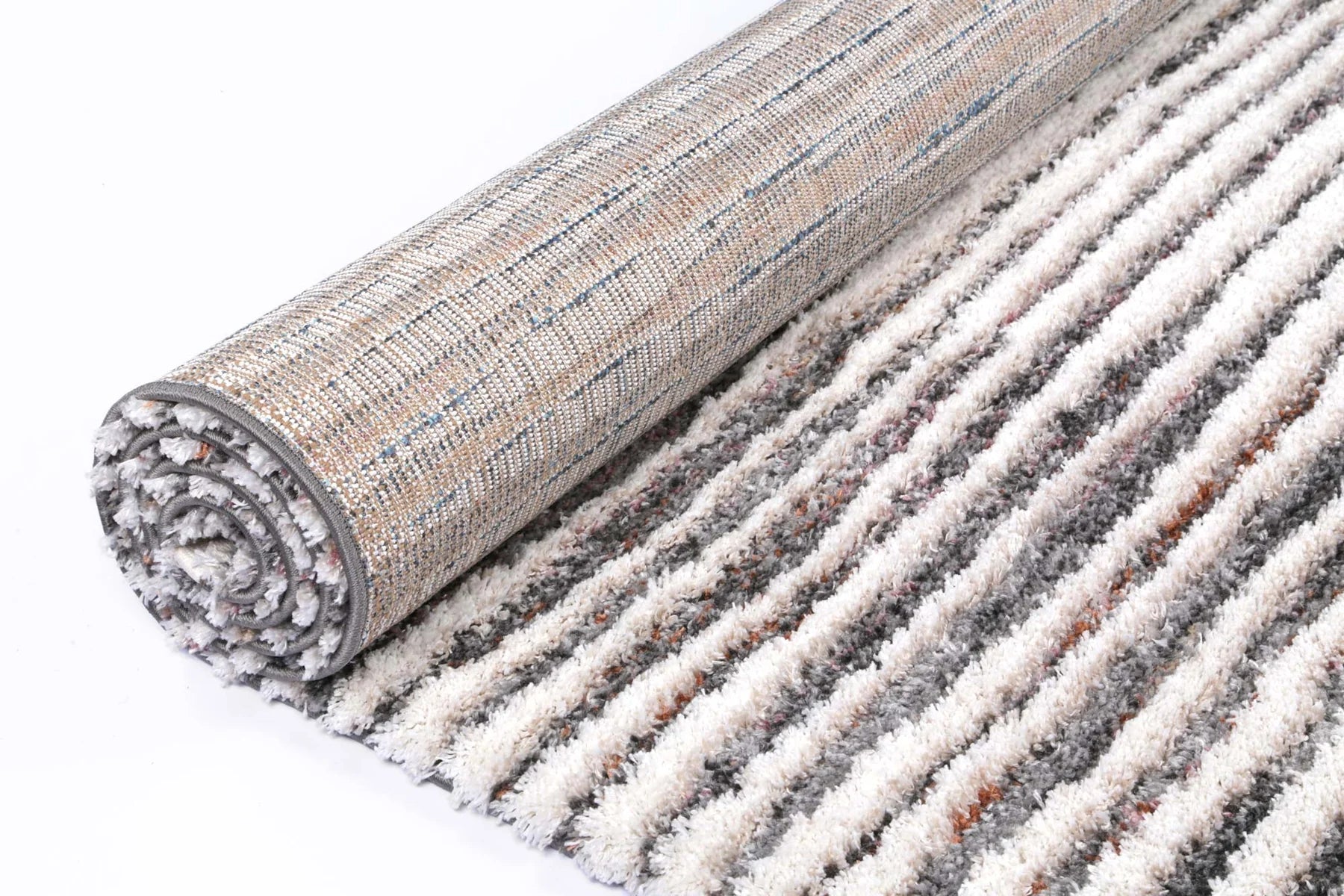 Sorrento Ivory Grey Shag Rug
