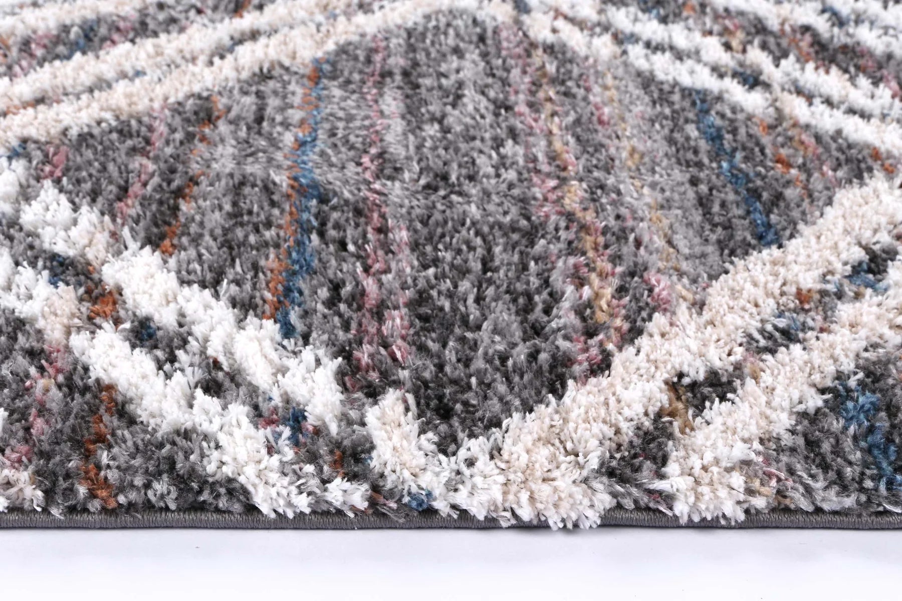 Sorrento Diamond Ivory Charcoal Multi Shag Rug