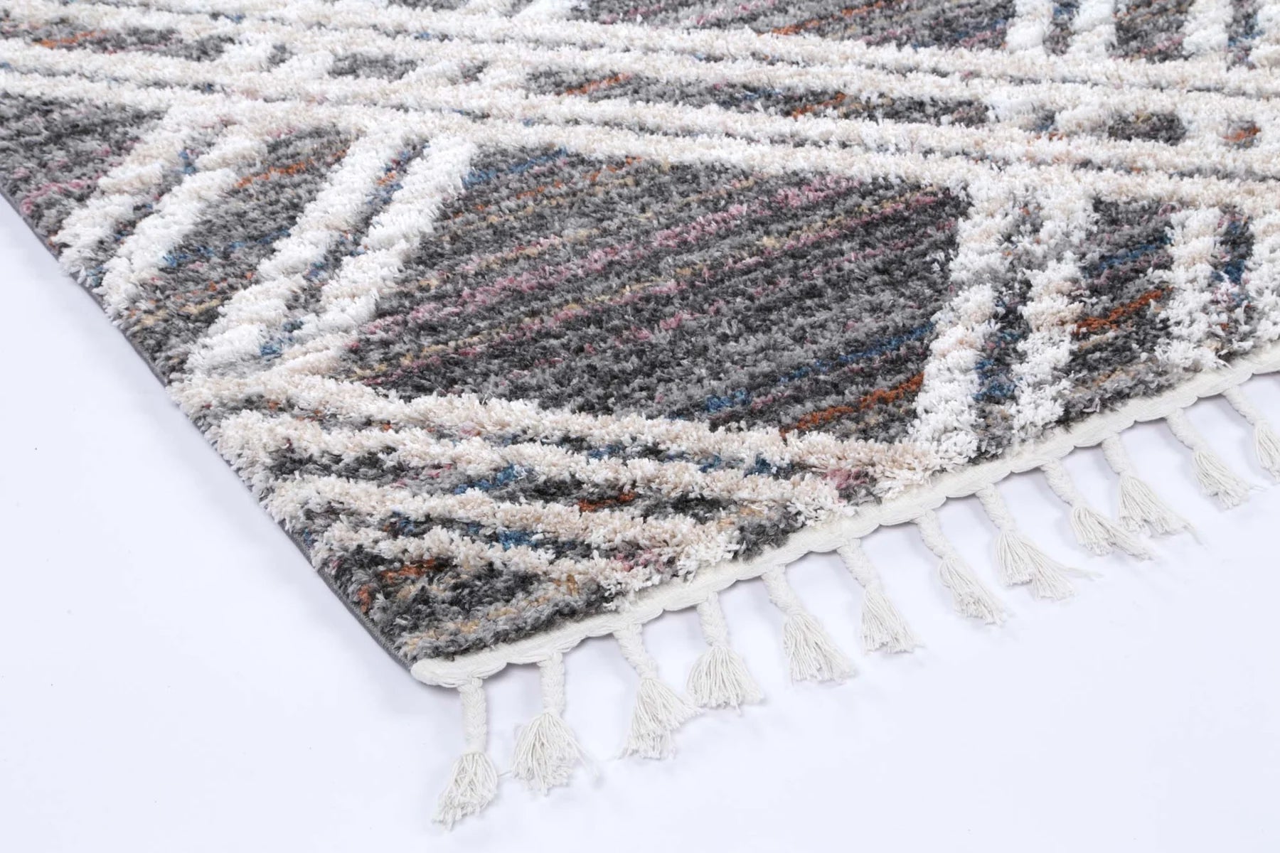 Sorrento Diamond Ivory Charcoal Multi Shag Rug