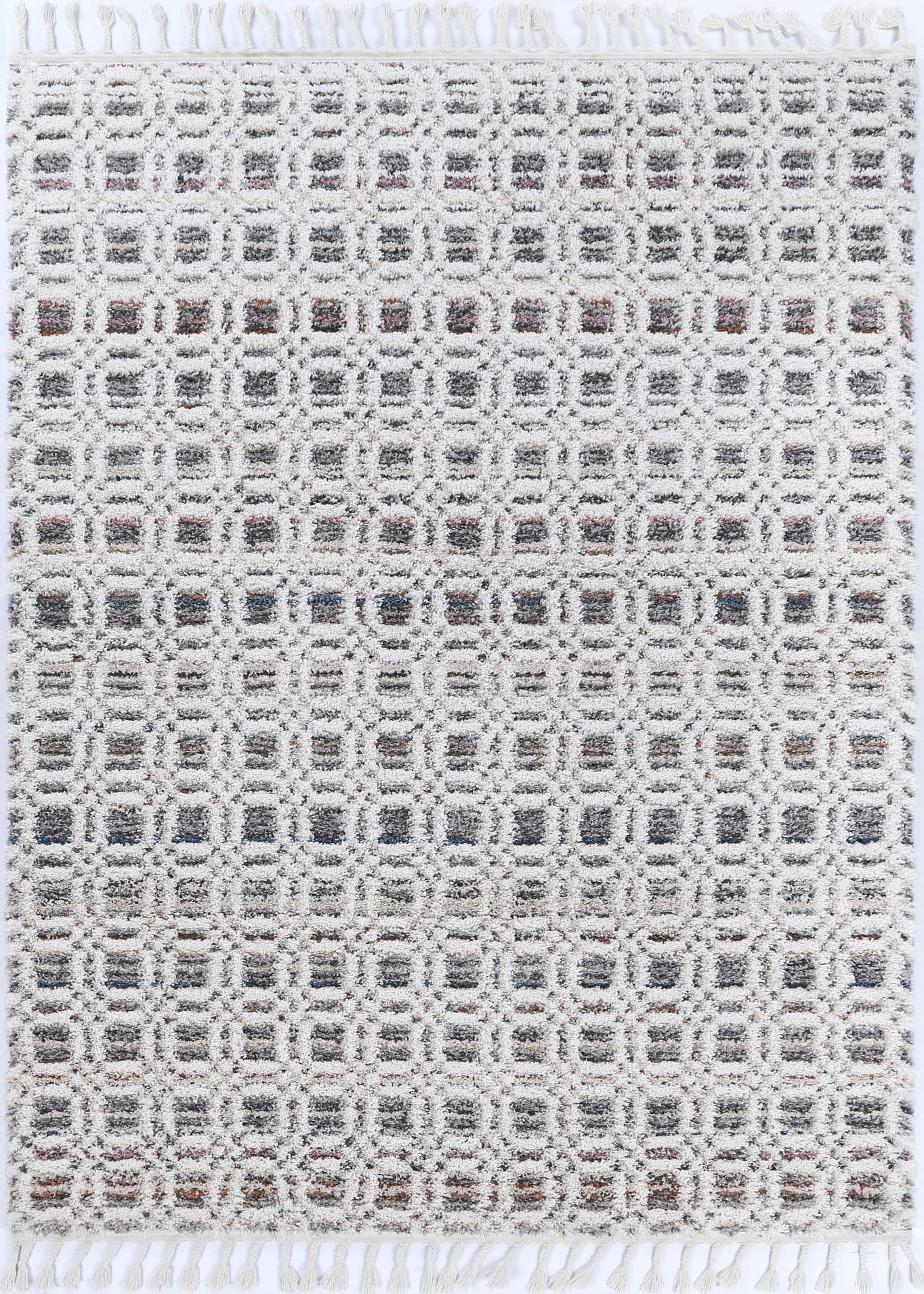Sorrento Lattice Ivory Multi Shag Rug