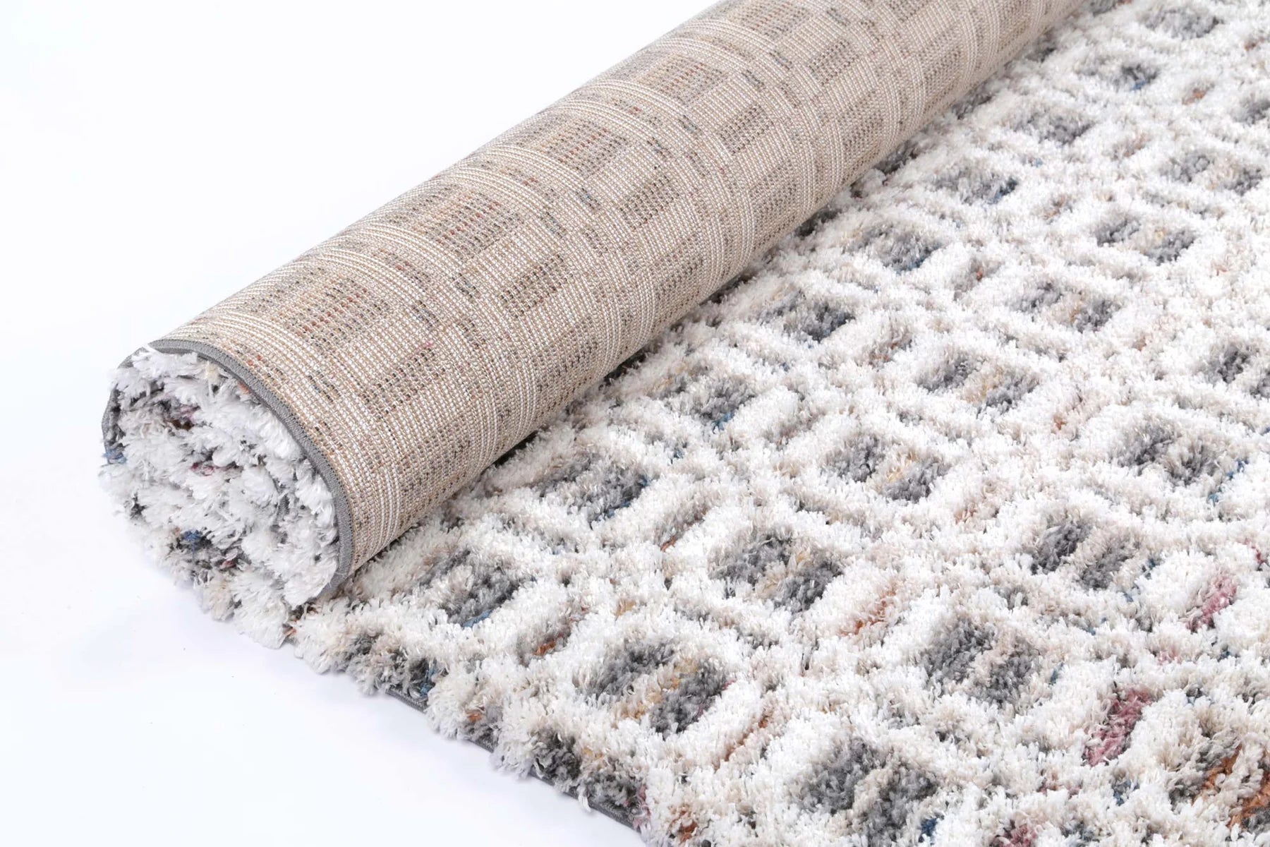 Sorrento Lattice Ivory Multi Shag Rug