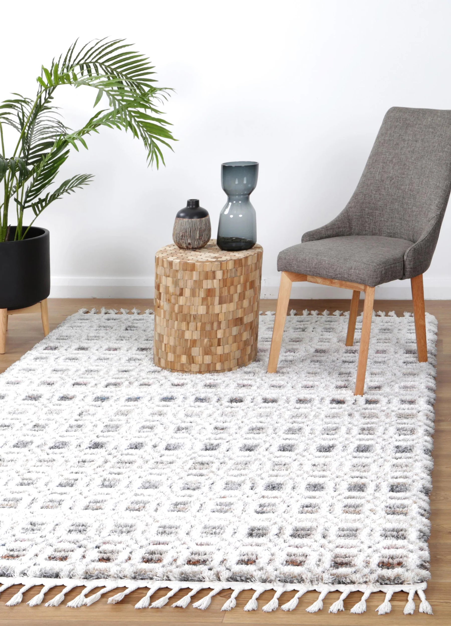 Sorrento Lattice Ivory Multi Shag Rug