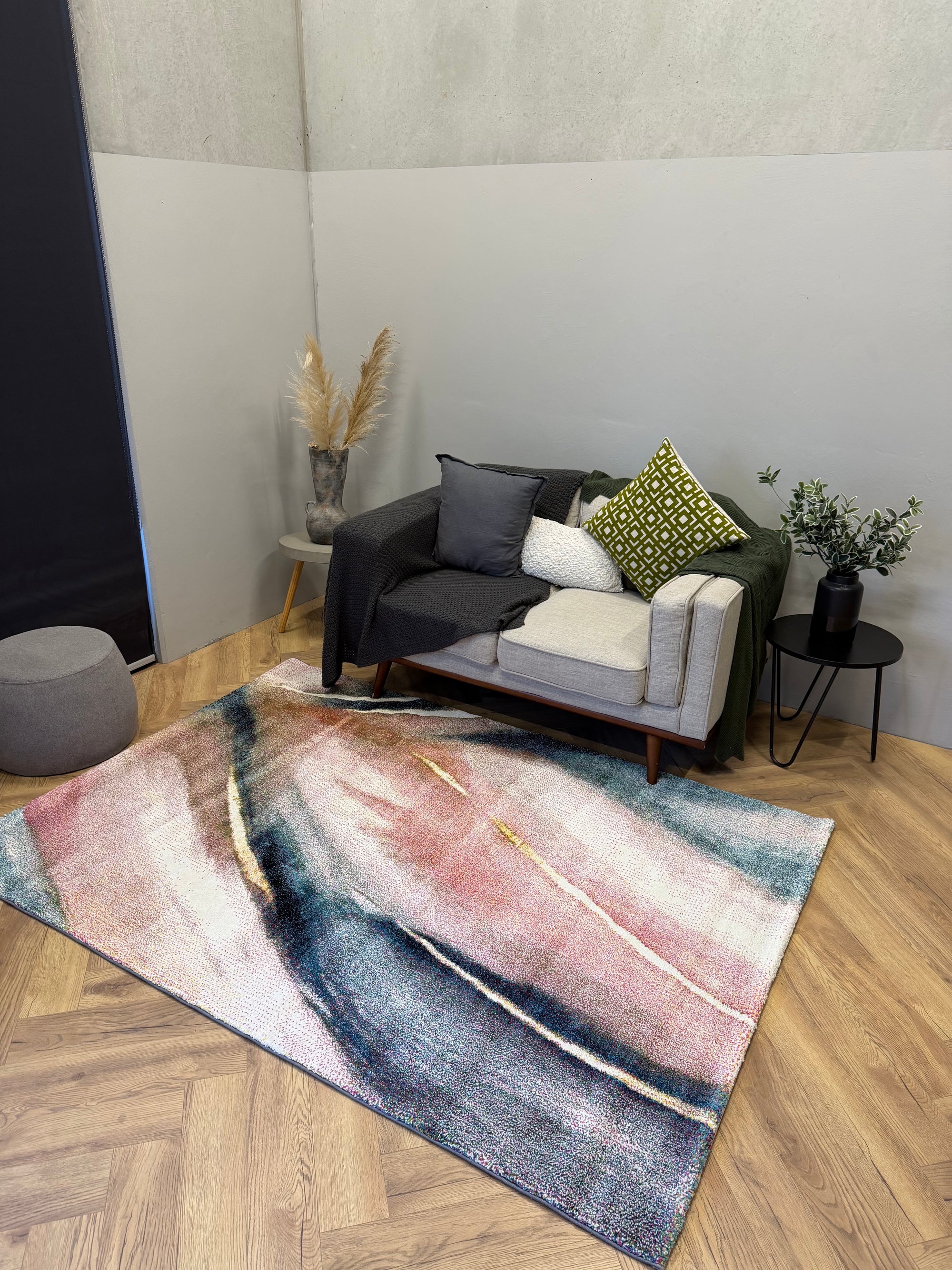 Picasso Aura Teal colours Modern floor rug
