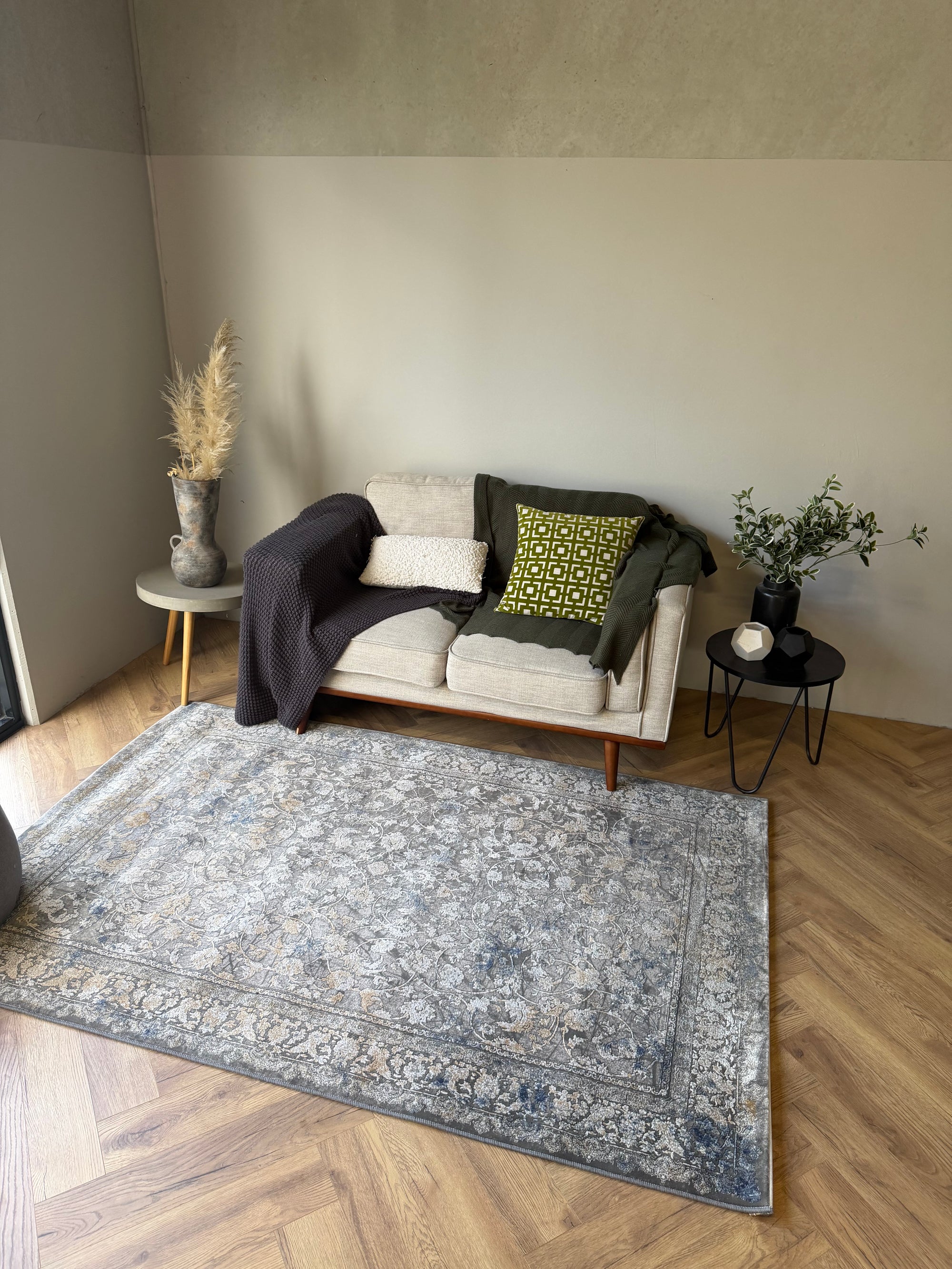 Sahara Vintage Persian Rug Grey Blue